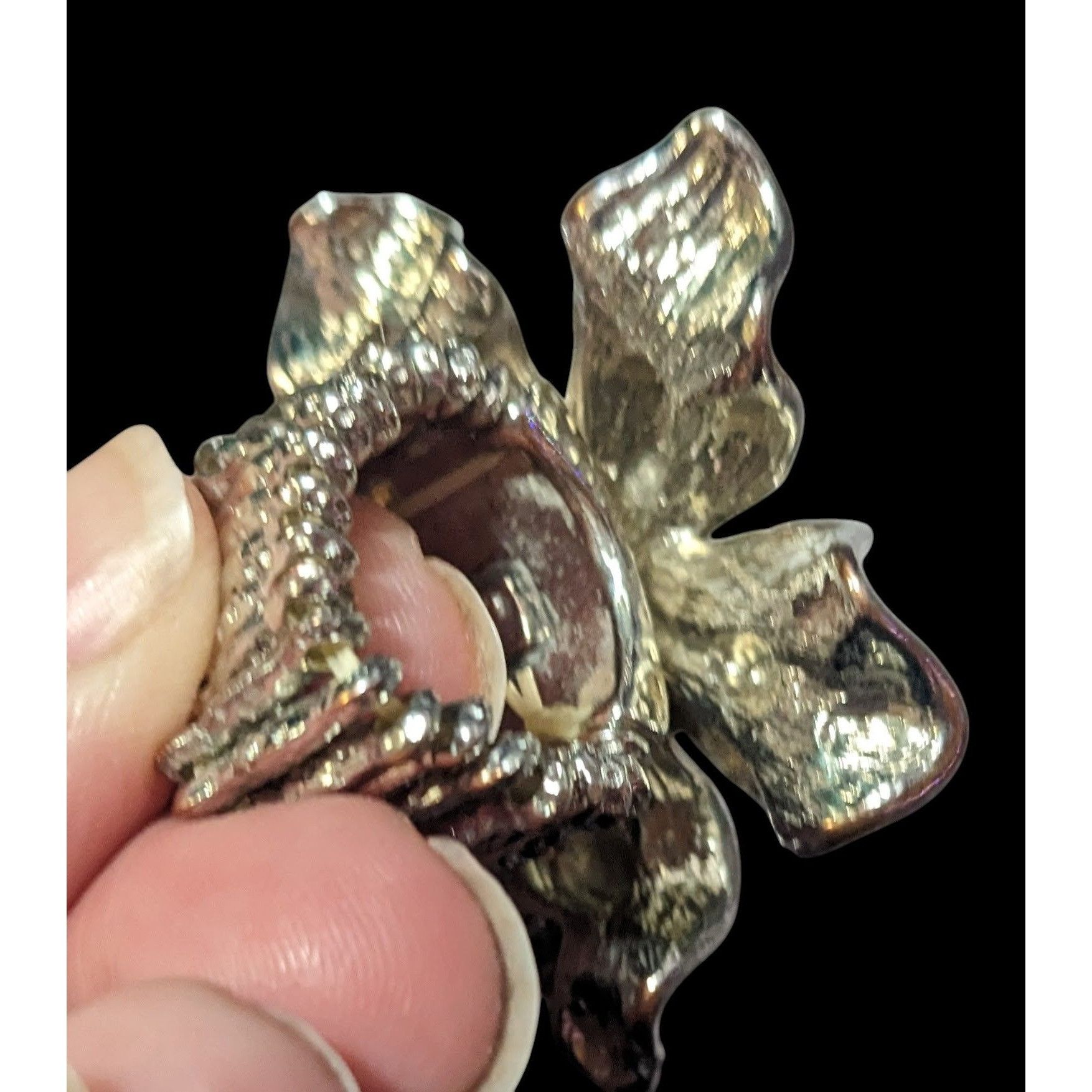 Other Chunky Floral Black And White Stretch Statement Ring Size 6 Size ONE SIZE - 4 Thumbnail