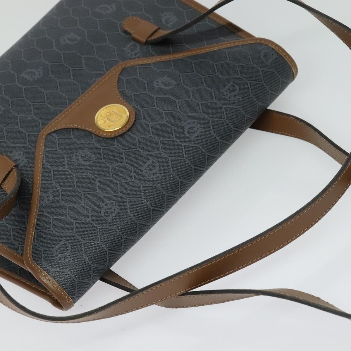 Dior DIOR Honeycomb Canvas Hand Bag Pvc Leather Gray Gold Size ONE SIZE - 6 Thumbnail