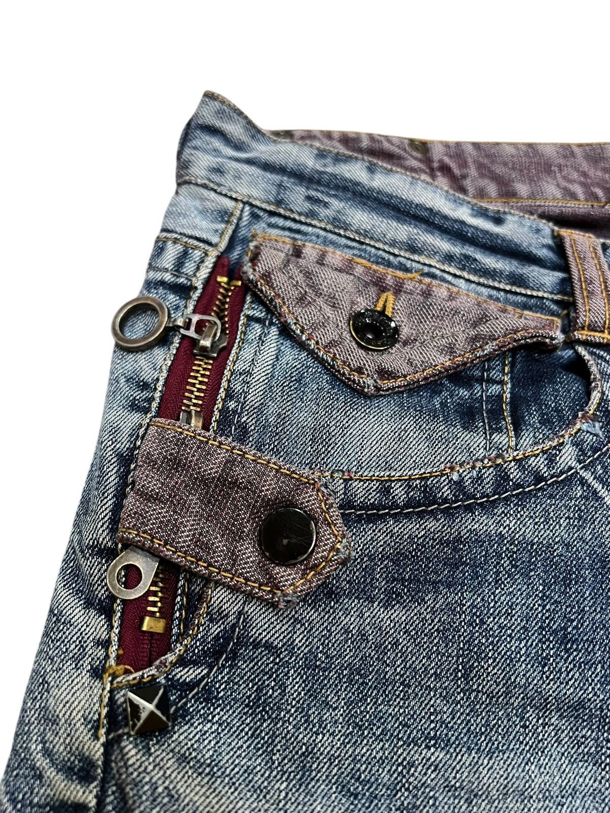 Japanese Brand Vintage Semantic Design Ditressed Flare Mudwash Jean Size US 31 - 8 Thumbnail