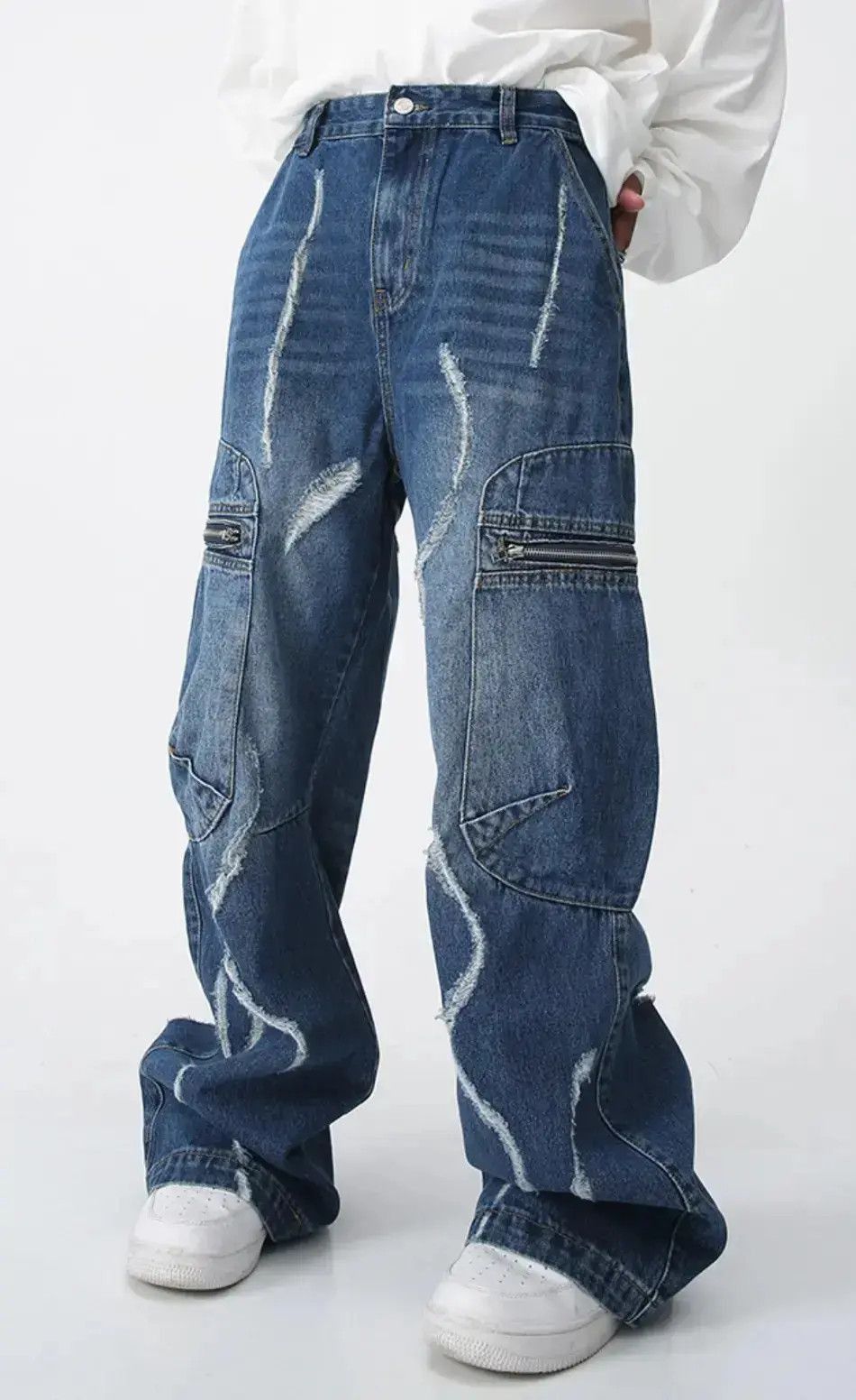 Japanese Brand Blue Color Oversized Streetwear Harajuku Denim Pants Size US 32 / EU 48 - 5 Thumbnail
