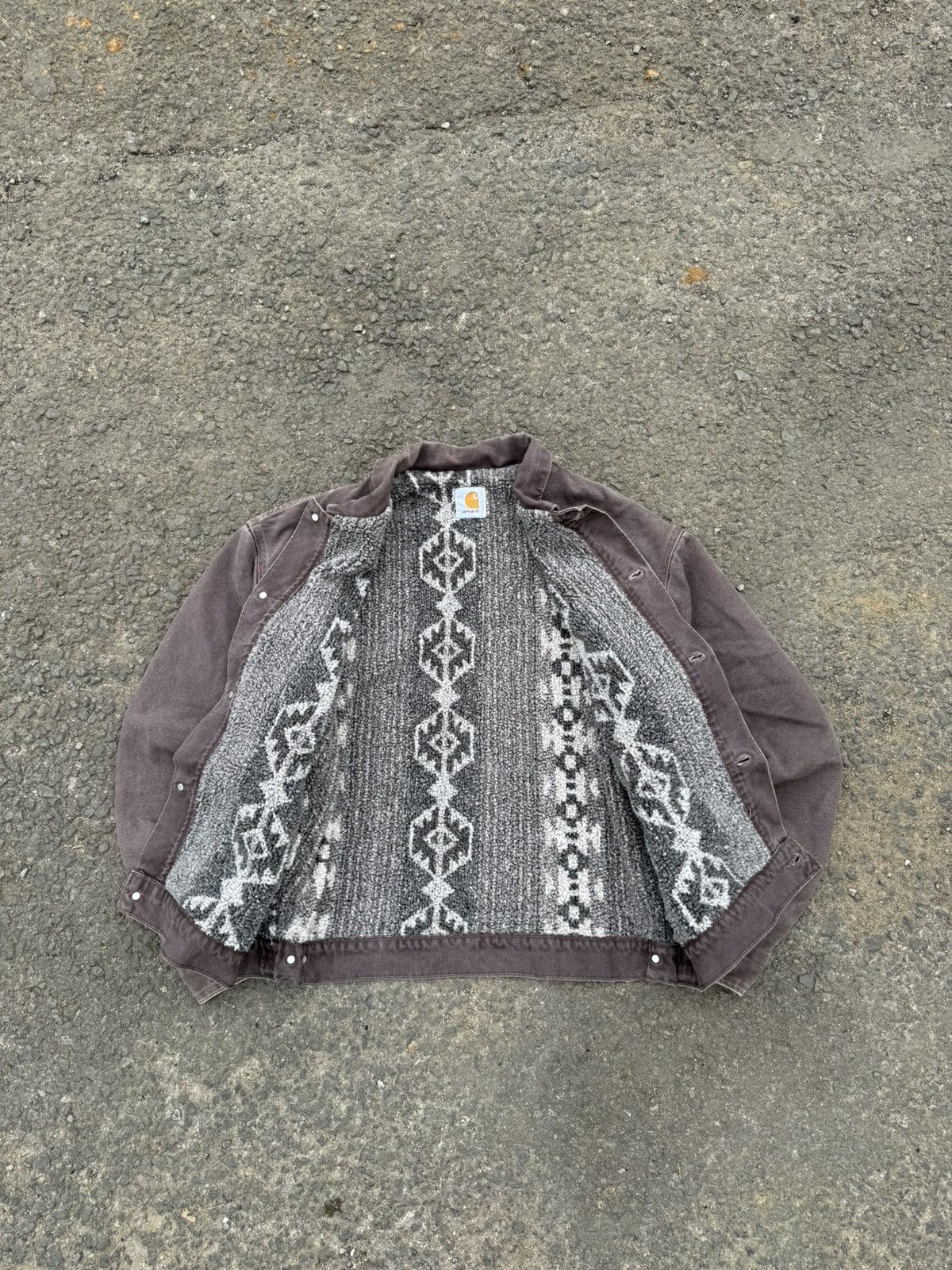 Carhartt 90s Carhartt Aztec Lined Trucker Chore Jacket Size US L / EU 52-54 / 3 - 2 Thumbnail