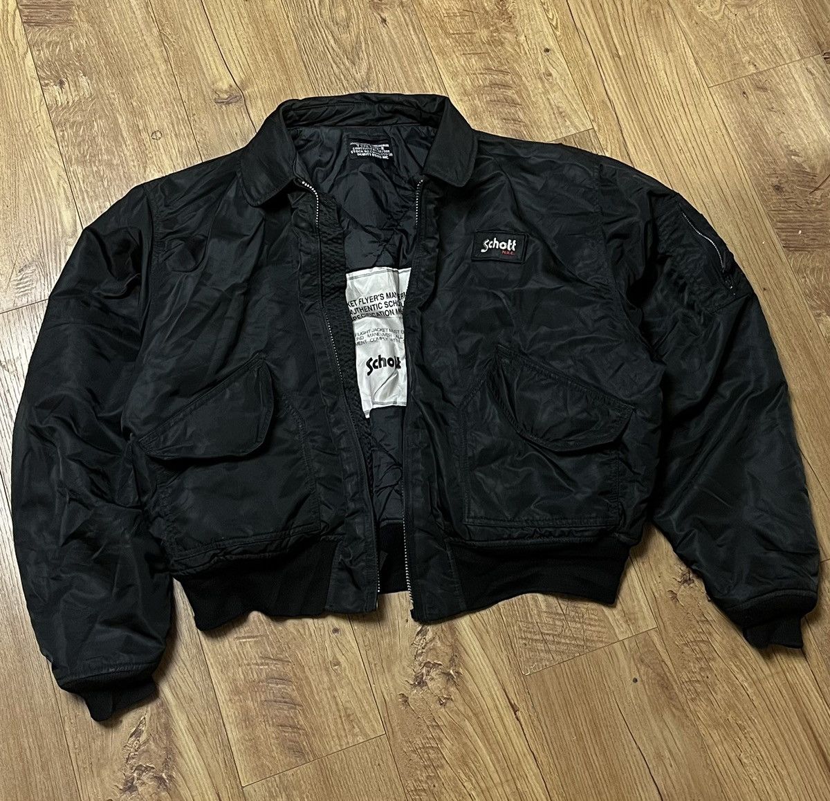 Image of Made In USA x Military Vintage Schott Bomber Cwu-R Jacket Flyers Воху in Black, Men's (Size XL)