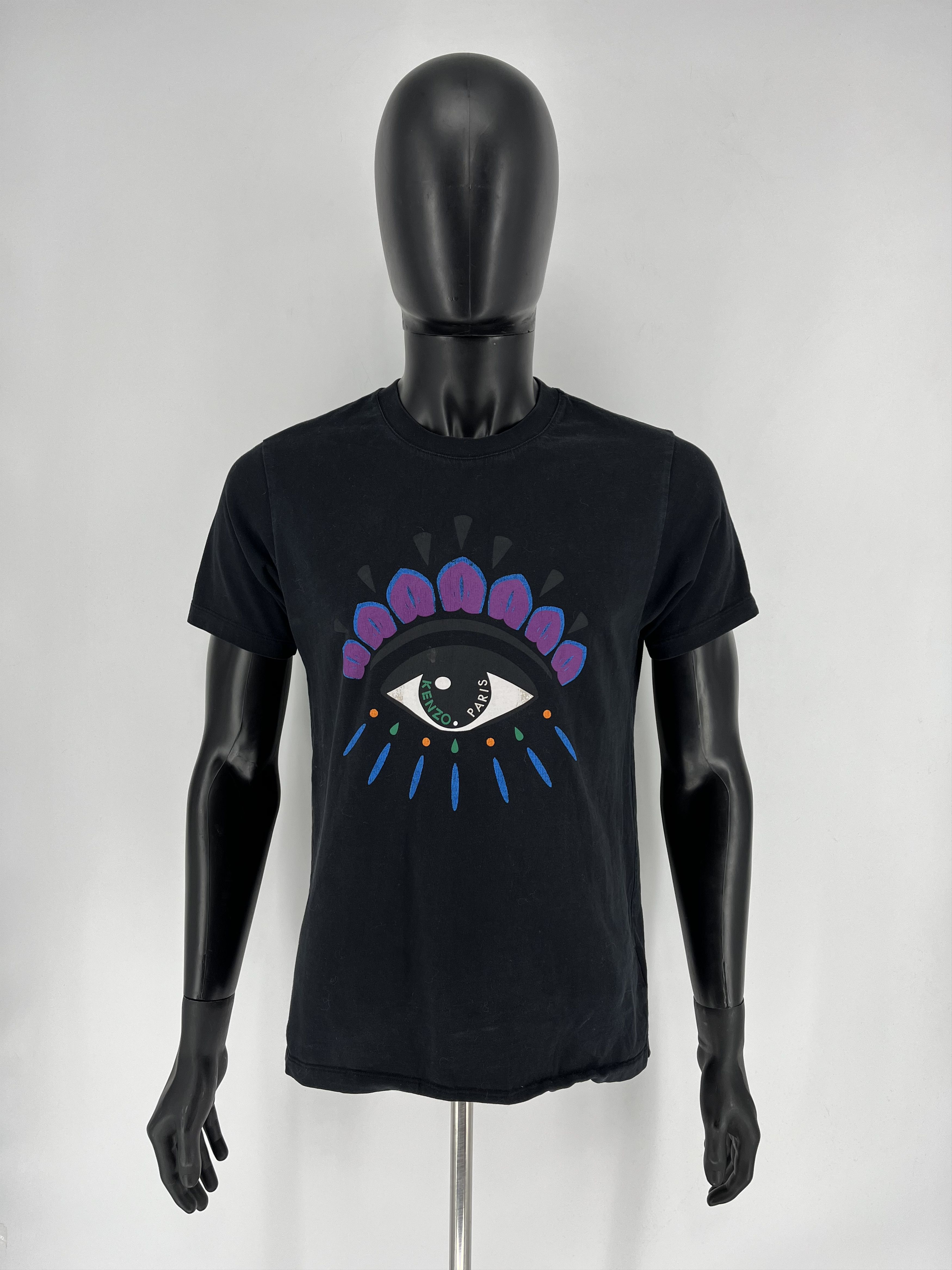 Kenzo Vintage Kenzo Black Cotton Eye Printed T-Shirt M Size US M / EU 48-50 / 2 - 2 Thumbnail