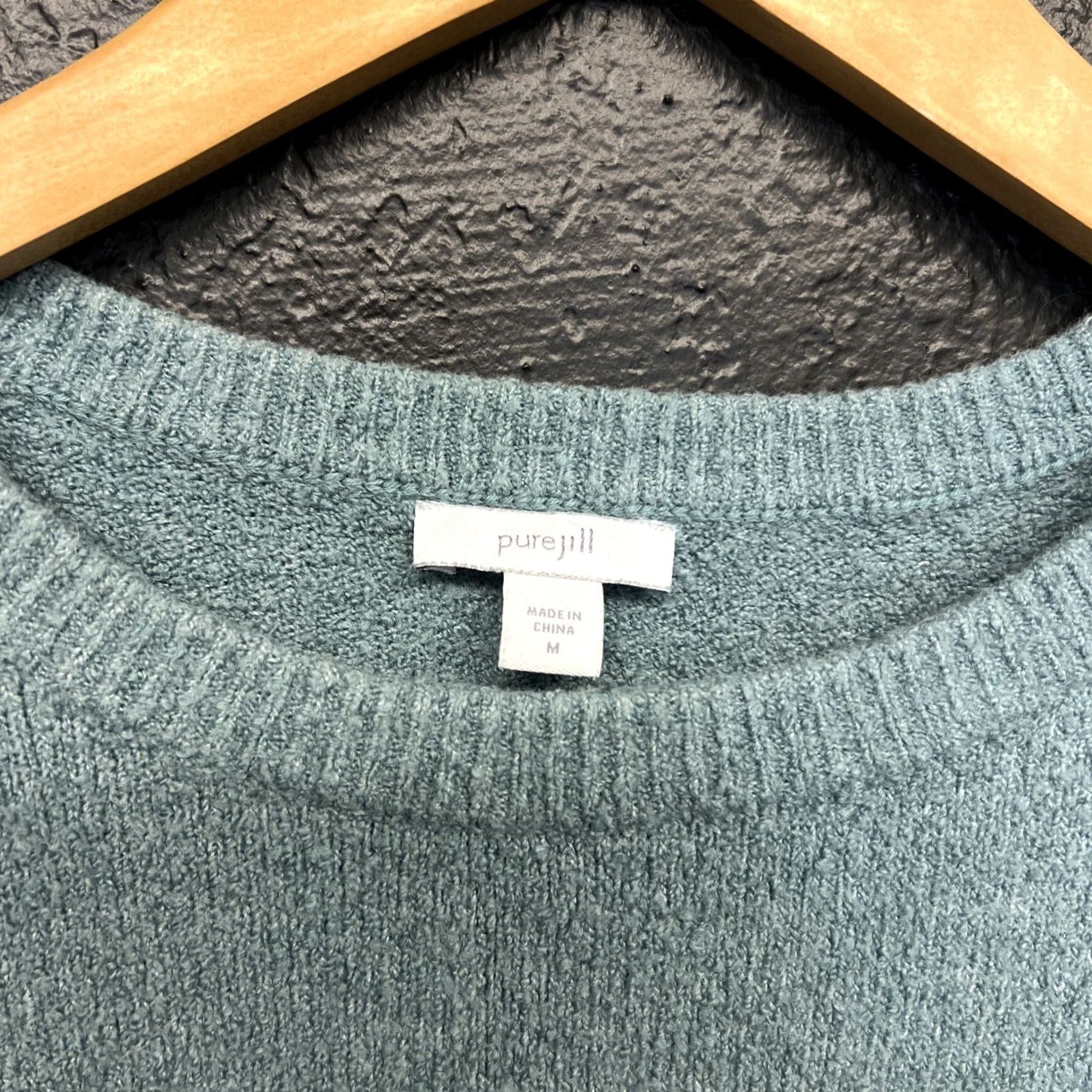 J. Jill J Jill Sweater Womens Medium Pullover Wool Blend Crew Neck Pockets Blue Knit Regular Vintage: No Size M / US 6-8 / IT 42-44 - 2 Thumbnail