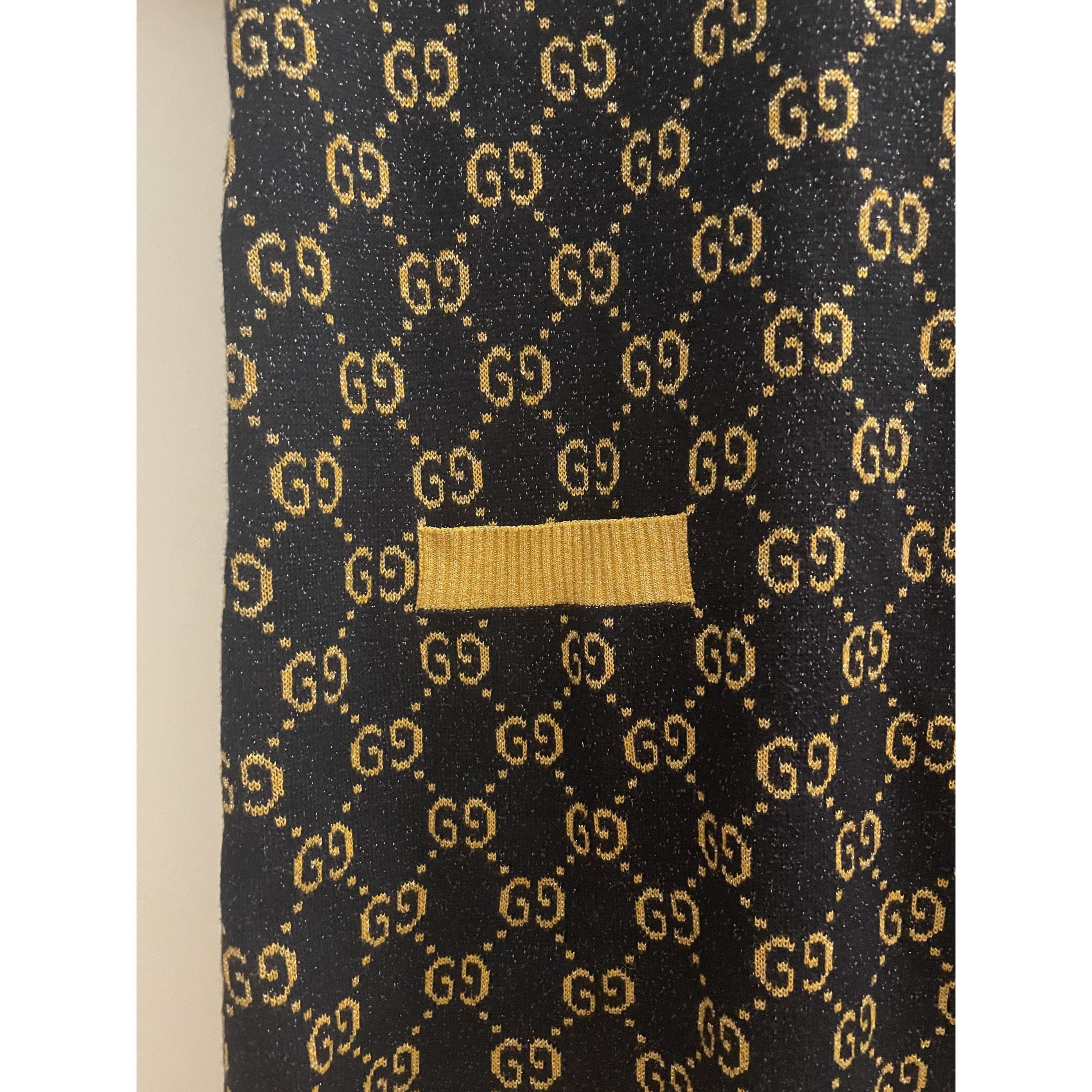 Gucci Gucci Womens Black & Gold GG Monogram Knit Short-Sleeve Dres Size S / US 4 / IT 40 - 6 Thumbnail
