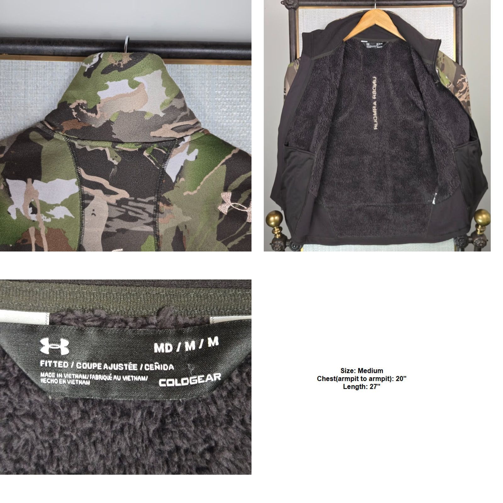 Under Armour Under Armour Womens Ridge Reaper Sherpa Fleece Lined Camouflage Jacket Medium Green Utility Zip Pockets Full Zip Size M / US 6-8 / IT 42-44 - 8 Thumbnail