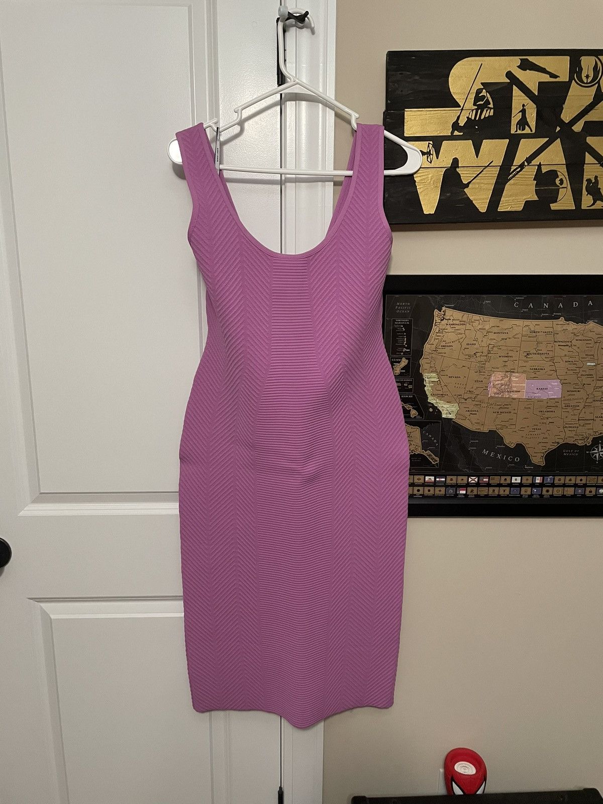image of NWT Herve Leger Midi Length Size Large Dress in Purple, Women's