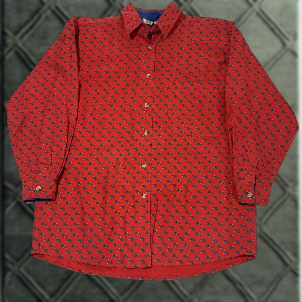 Vintage VINTAGE Sudden Impact Christmas Button-Up Blouse Top S Red 80s Women Shirt Girl? Size S / US 4 / IT 40 - 1 Thumbnail