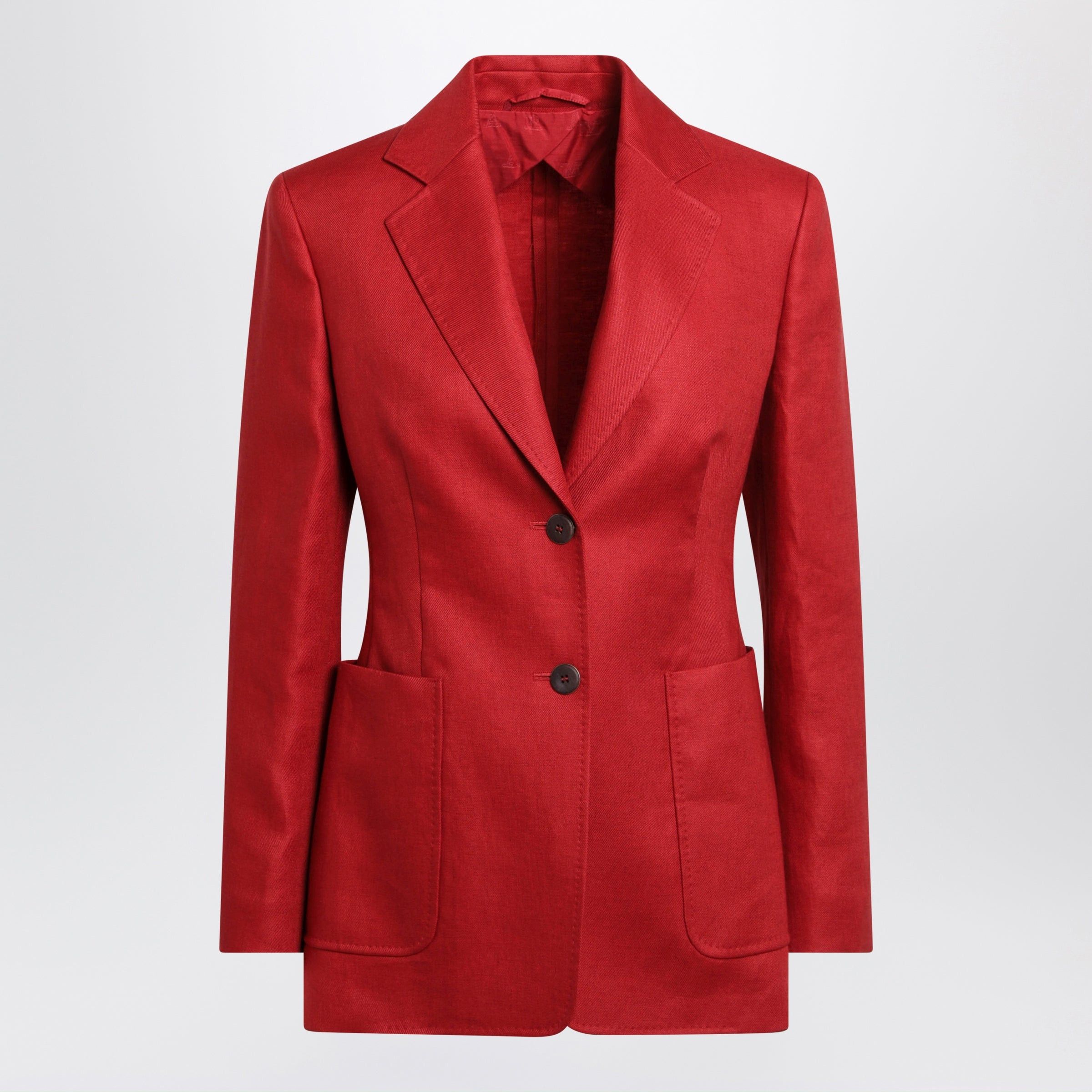 Max Mara Max Mara Semi-Fitted Single-Breasted Blazer In Red Linen Size XS / US 0-2 / IT 36-38 - 1 Thumbnail