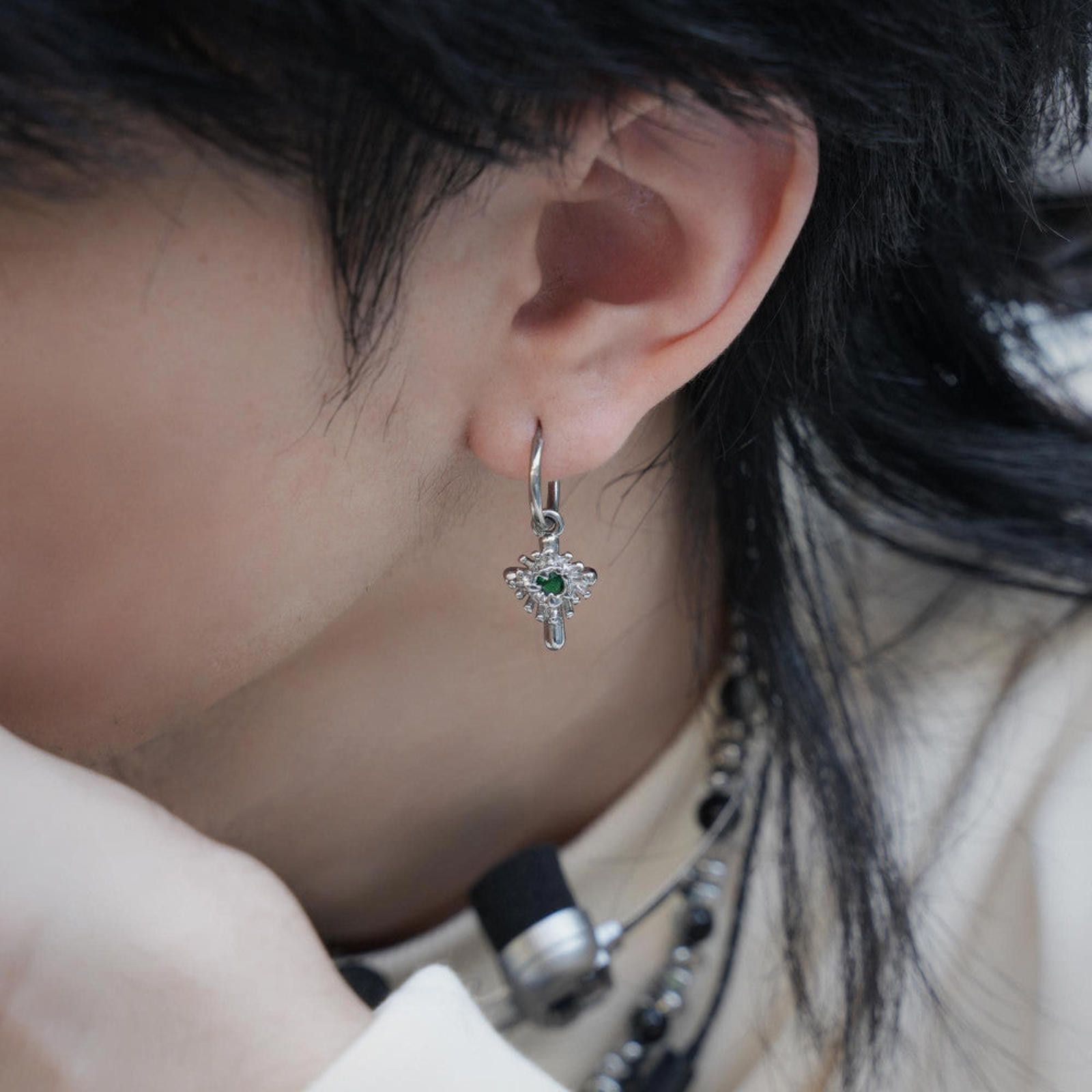 Vintage Green Gemstone Earrings Size ONE SIZE - 3 Thumbnail