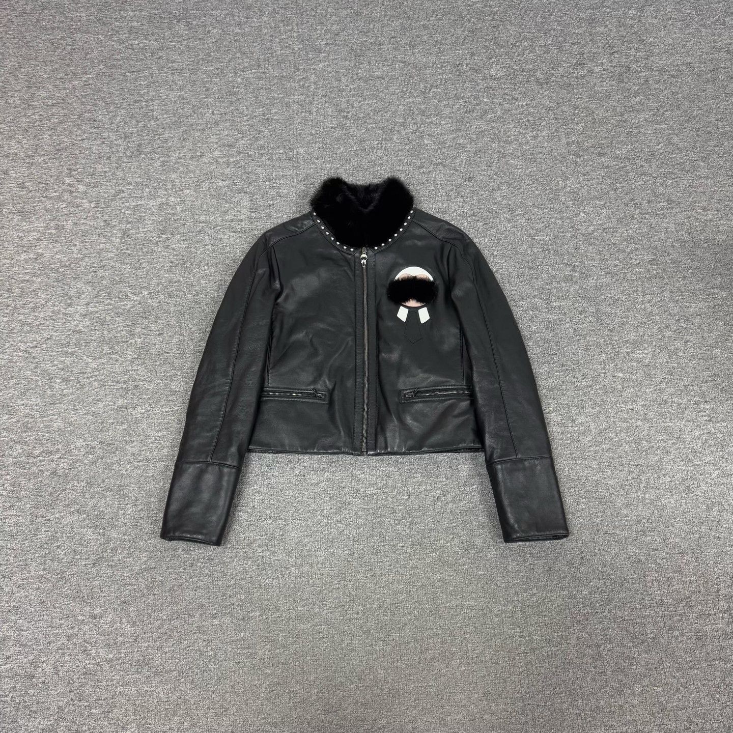 Fendi FENDI Karl Lagerfeld Mink Collar Lambskin Jacket Size S / US 4 / IT 40 - 1 Thumbnail