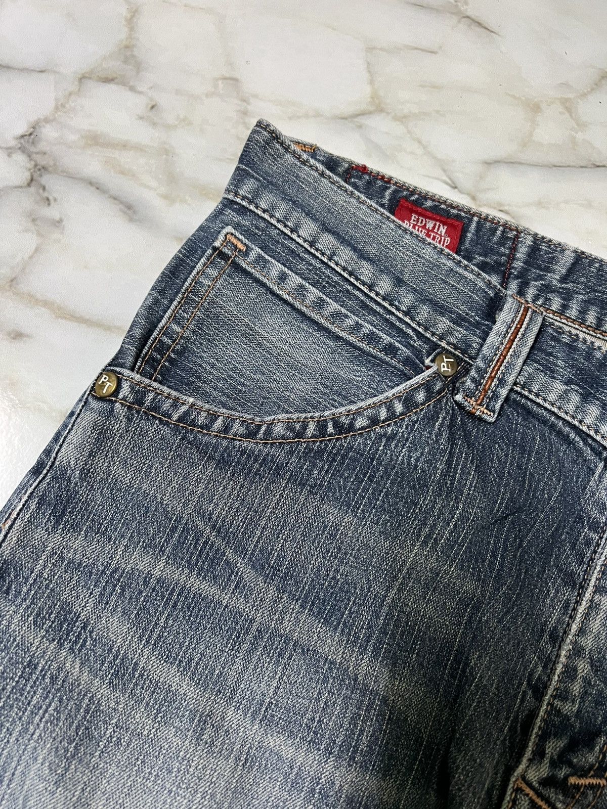Edwin 💥Baggy💥Vintage Edwin Blue Trip Washed Distress Jean Size US 34 / EU 50 - 7 Thumbnail