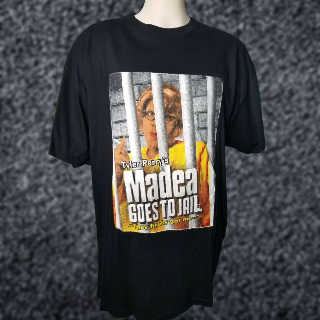Gildan Mens 2XL Madea Goes To Jail T Shirt Movie Promo Tyler Perry’s 2009 Rap Tee Black Size US XXL / EU 58 / 5 - 1 Thumbnail