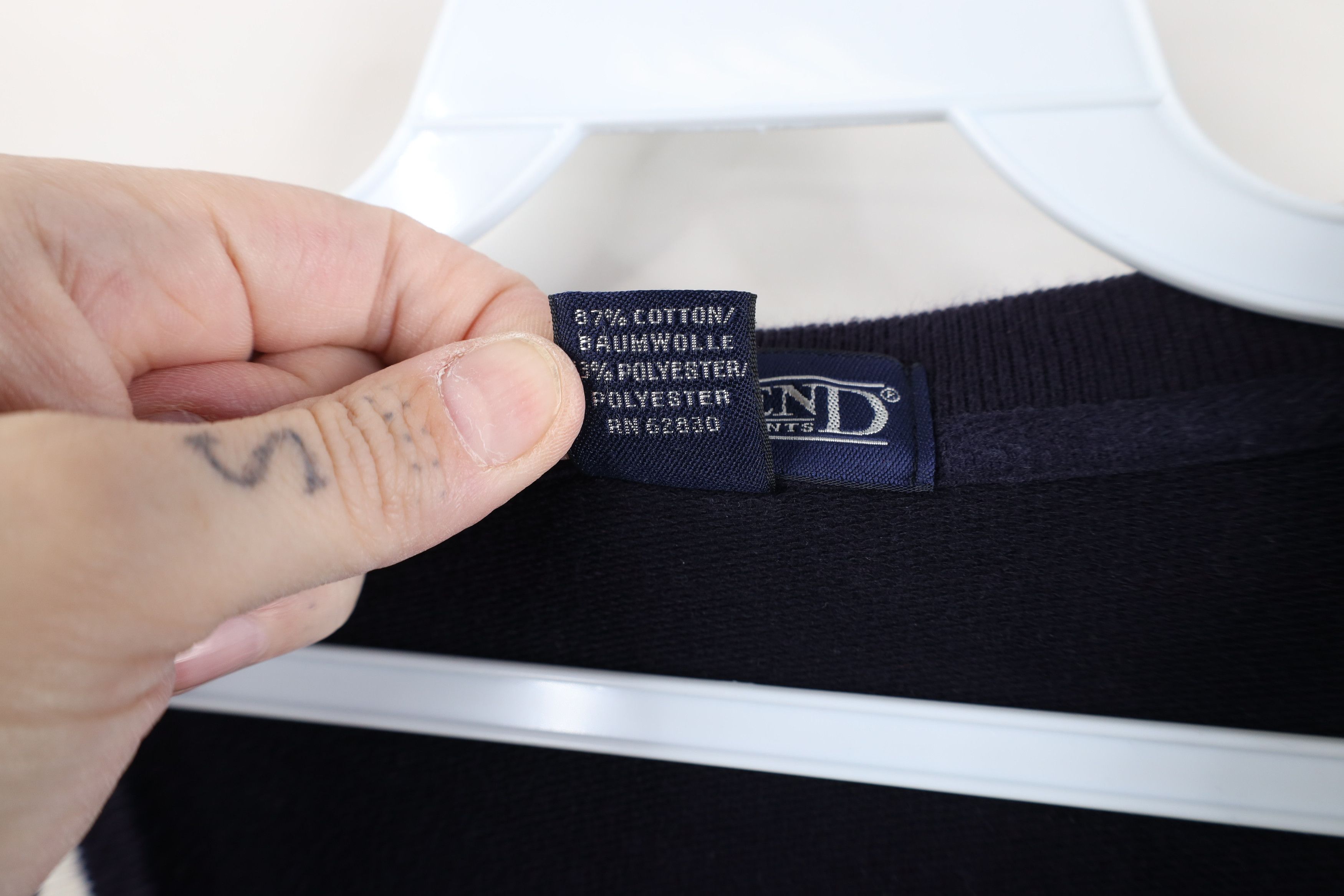 Lands' End Vintage 90s Lands End Blank French Terry Sweater Navy Blue Size US XXL / EU 58 / 5 - 5 Thumbnail