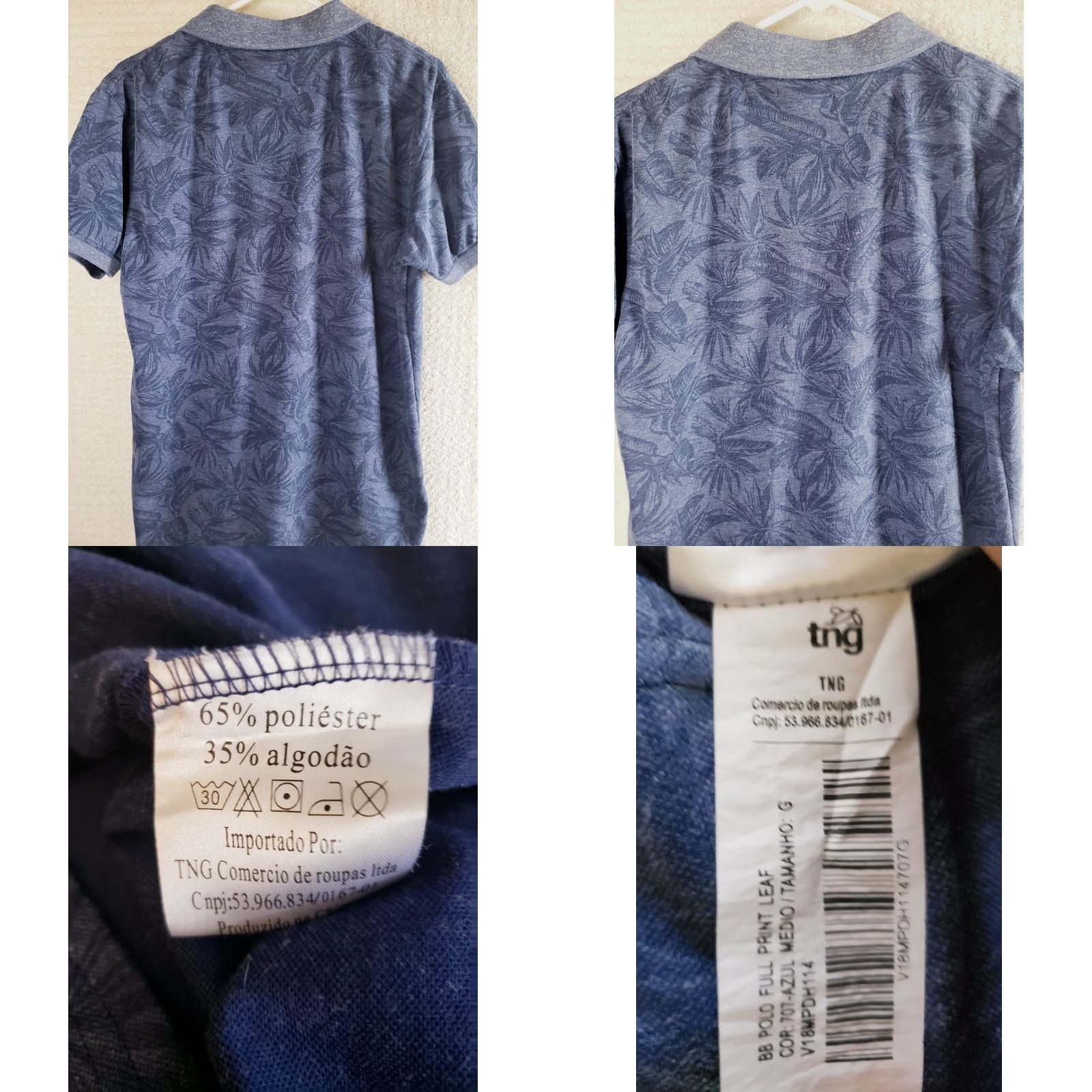 Vintage TNG THE NEXT GENERATION GOLF POLO SHIRT MENS L BLUE FOILAGE PATTERN SHORT SLEEVE Size US L / EU 52-54 / 3 - 8 Thumbnail