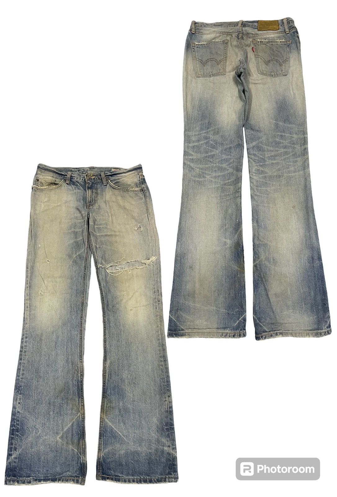 Edwin 90s OG EDWIN 512 RV DISTRESSED JEANS FLARE Size US 30 / EU 46 - 1 Thumbnail
