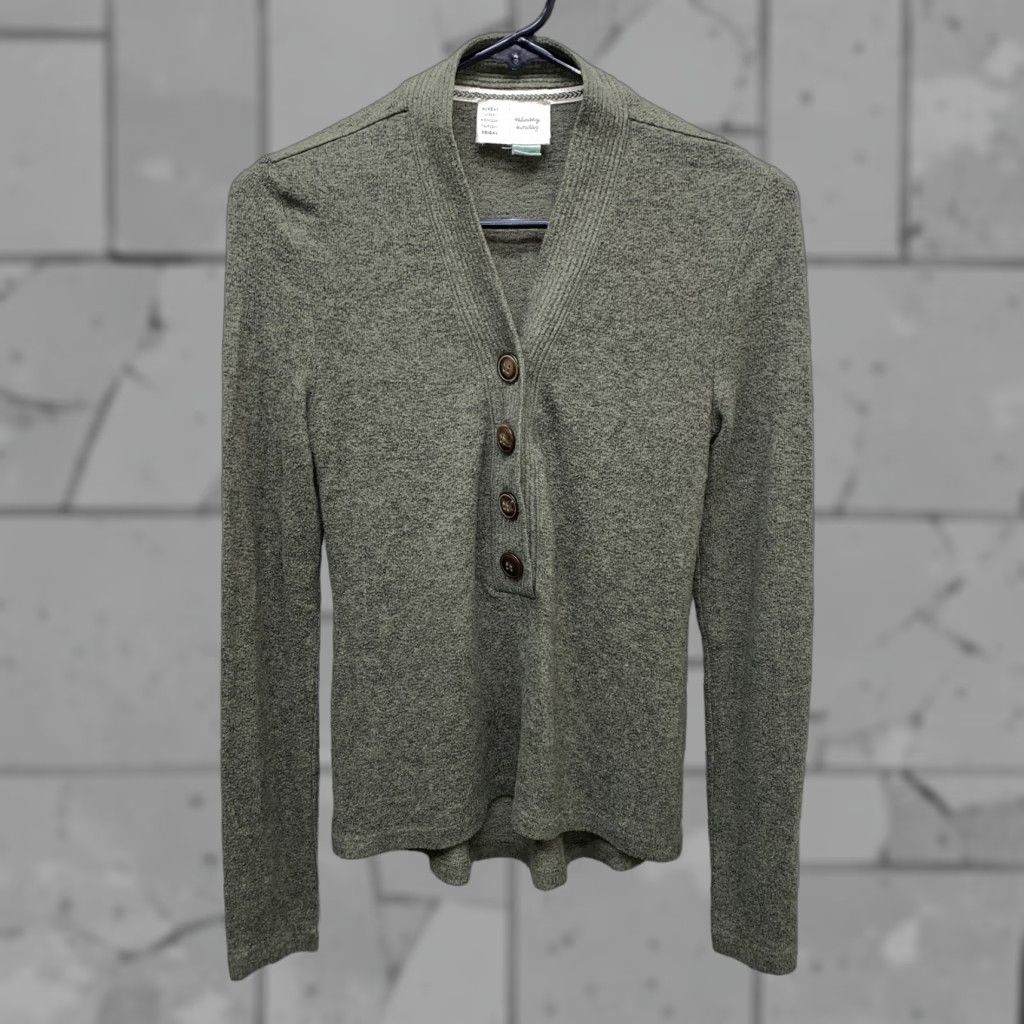 Anthropologie Anthropologie Sweater Henley Women XS Green Viscose Blend Size XS Regular Long Sleeve Solid Modern Style Size XS / US 0-2 / IT 36-38 - 1 Thumbnail