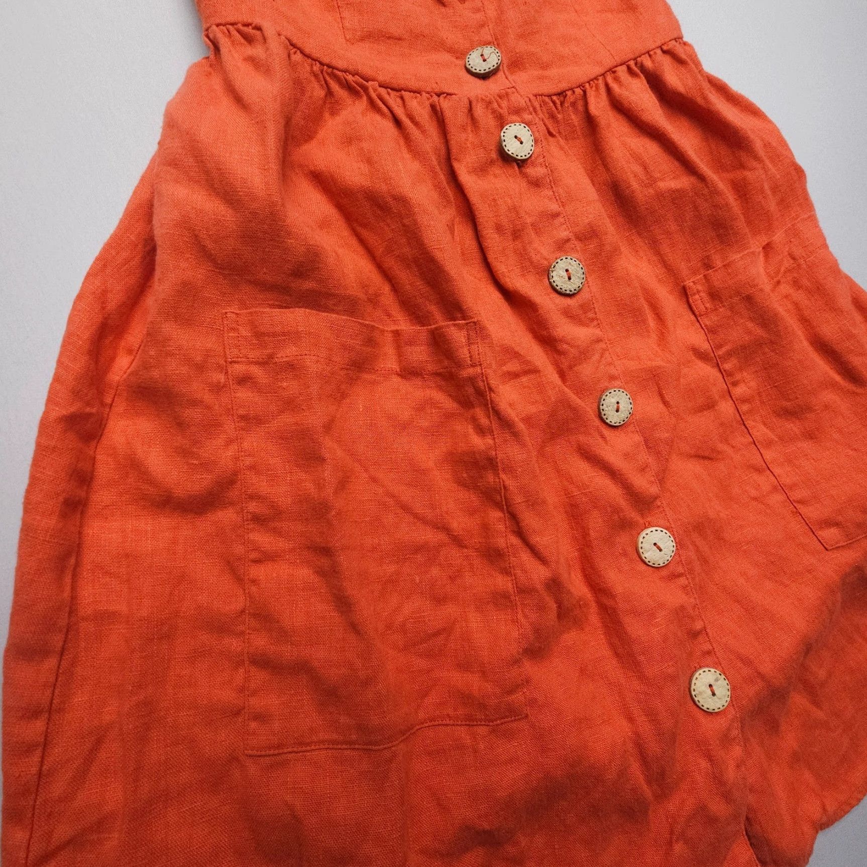 Soludos Soludos Linen Sundress Sleeveless A-Line Dress Small Orange 100% Linen USA Made Vintage No Size 28" / US 6 / IT 42 - 5 Thumbnail