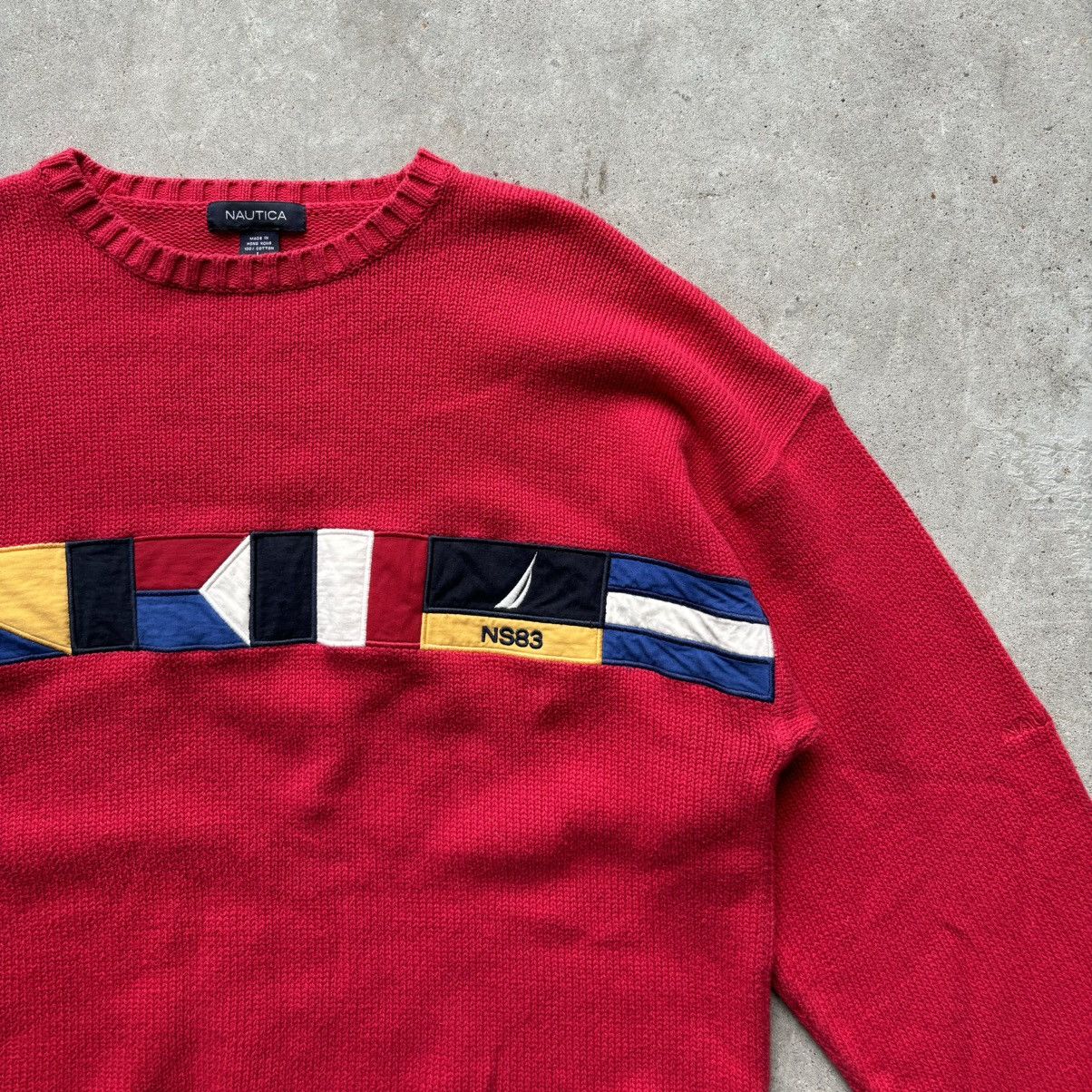 Japanese Brand × Nautica × Vintage vintage Y2K NAUTICA Sailing Flag Spellout Knit sweater Size US L / EU 52-54 / 3 - 8 Thumbnail