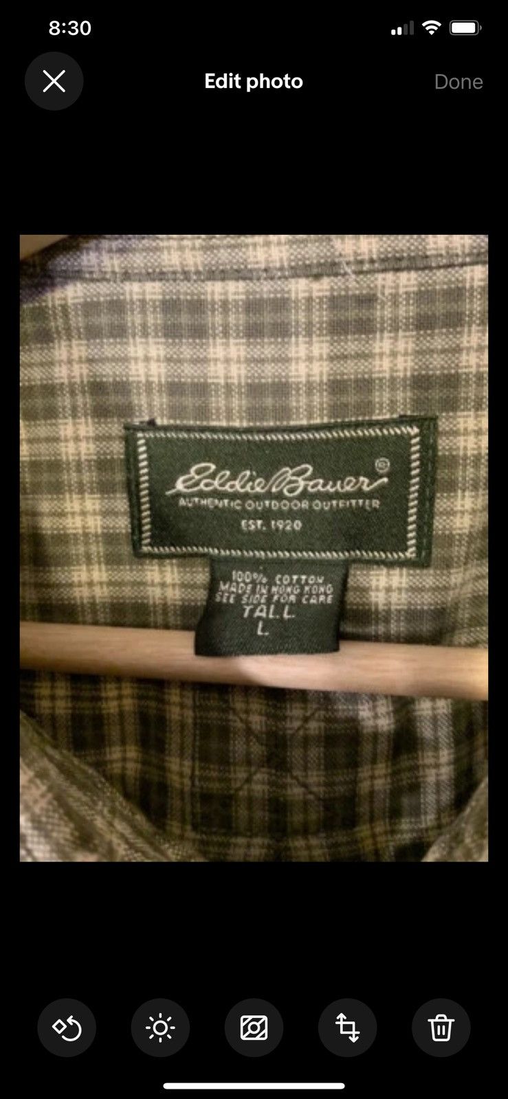 Eddie Bauer Vtg Eddie Bauer mens sz L Tall green plaid button shirt Size US L / EU 52-54 / 3 - 2 Thumbnail