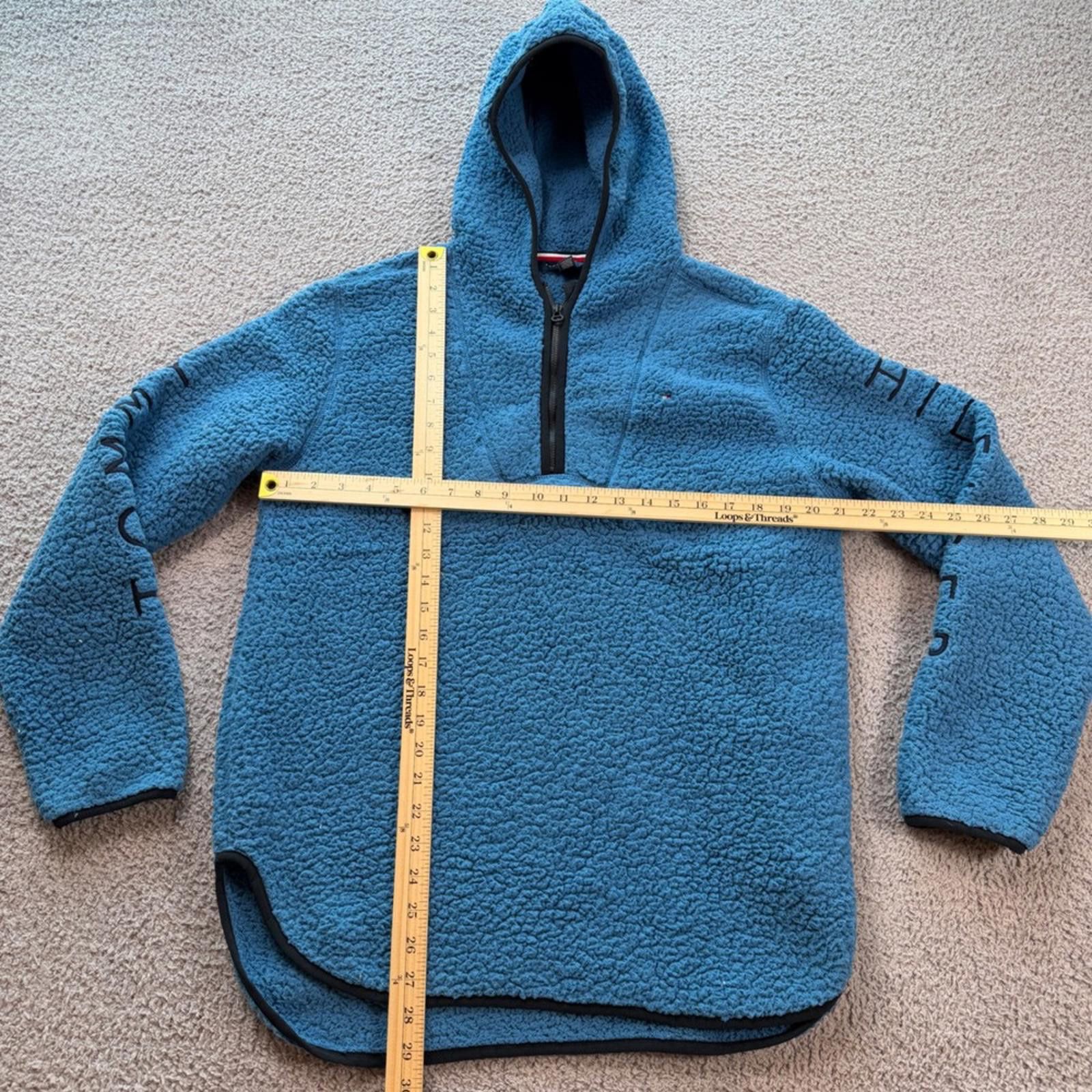 Tommy Hilfiger Tommy Hilfiger Womens Blue Sherpa Fleece Half Zip Hoodie M Size M / US 6-8 / IT 42-44 - 2 Thumbnail