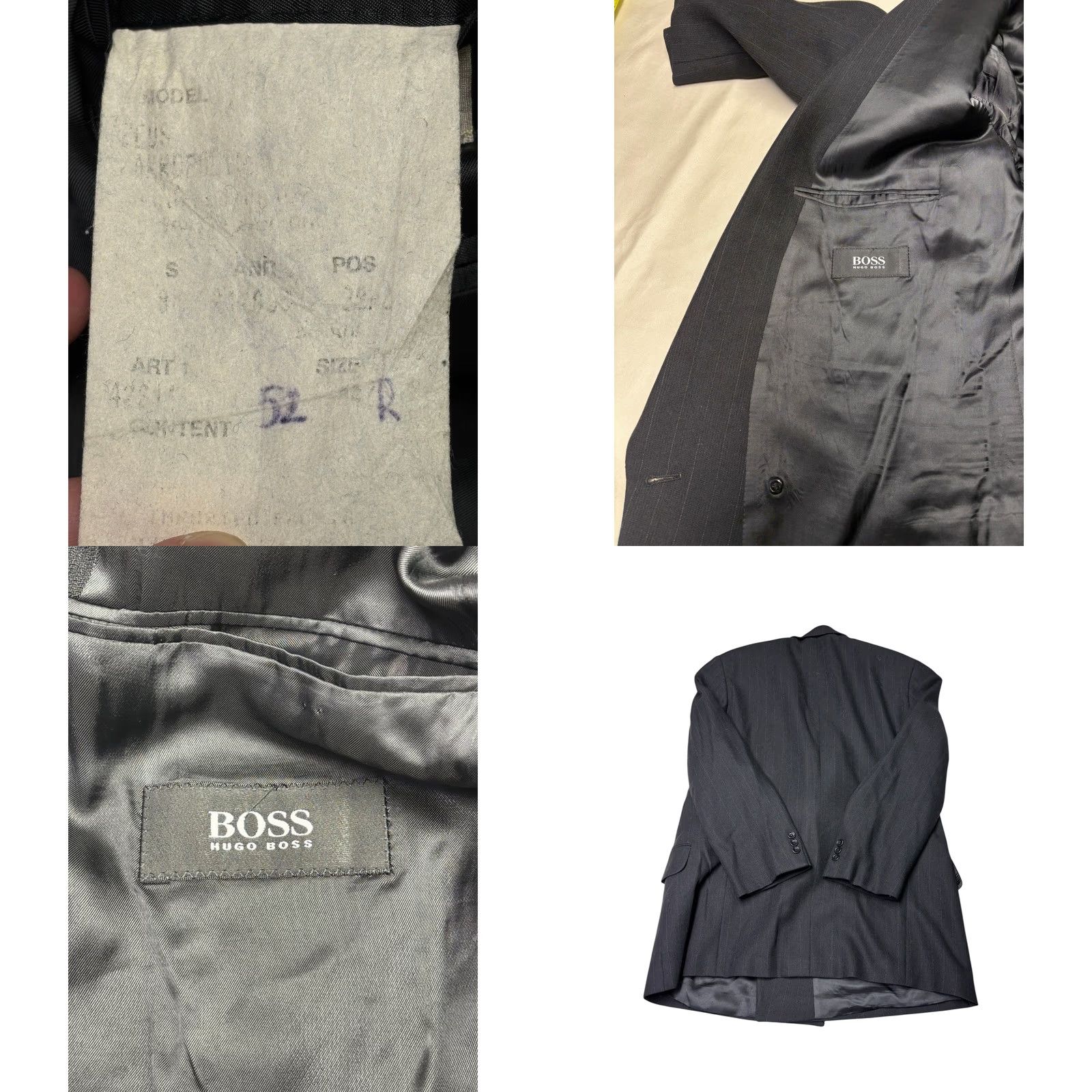 Hugo Boss VINTAGE Hugo Boss Blazer Jacket Mens Pinstripe Double-Breasted Grey USA Made Size 52R Size 52R - 8 Thumbnail