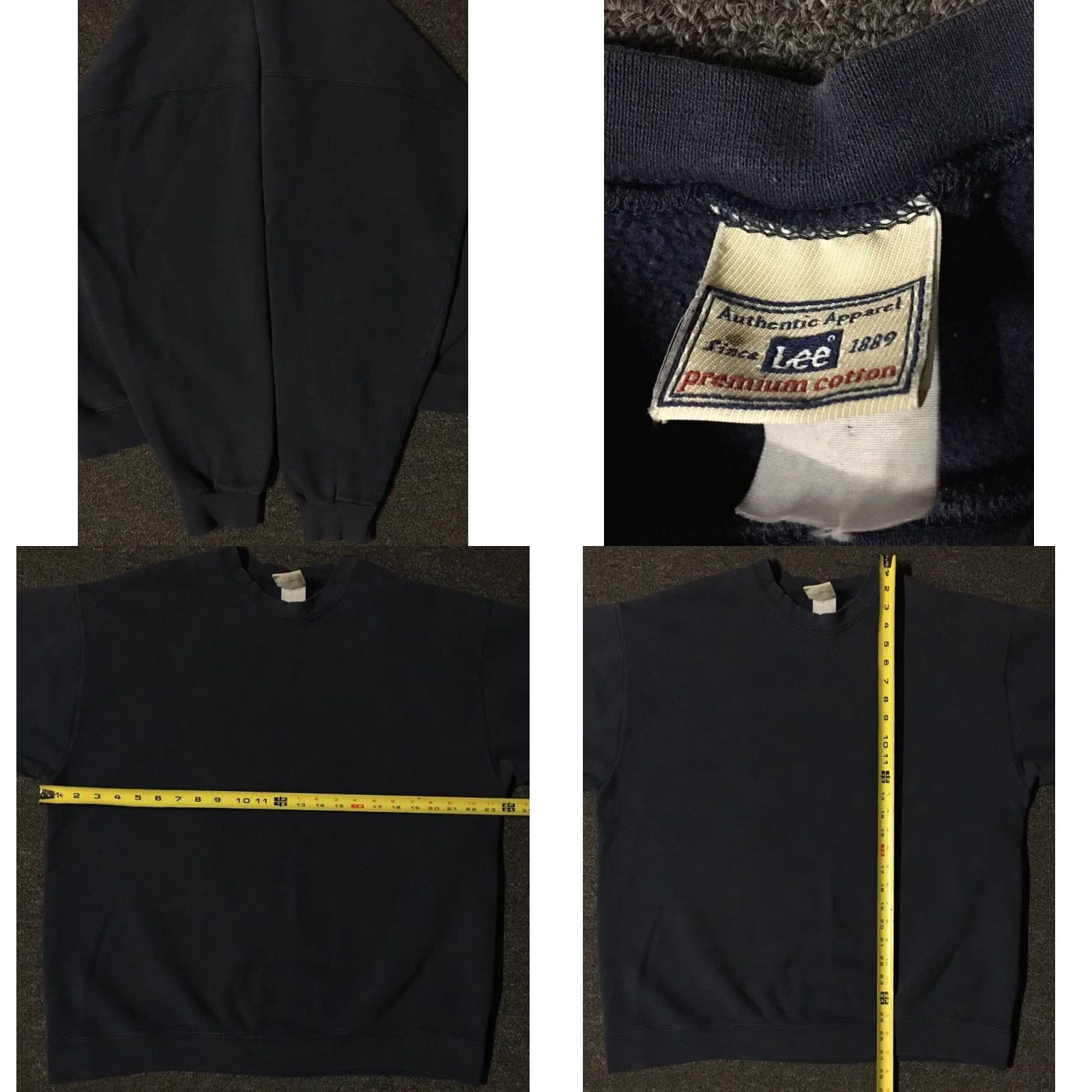 Lee VINTAGE LEE 90s Hoodie Shirt XL L Navy Blue Faded Grunge Punk Surf Skate USA University College Sports Size US L / EU 52-54 / 3 - 8 Thumbnail