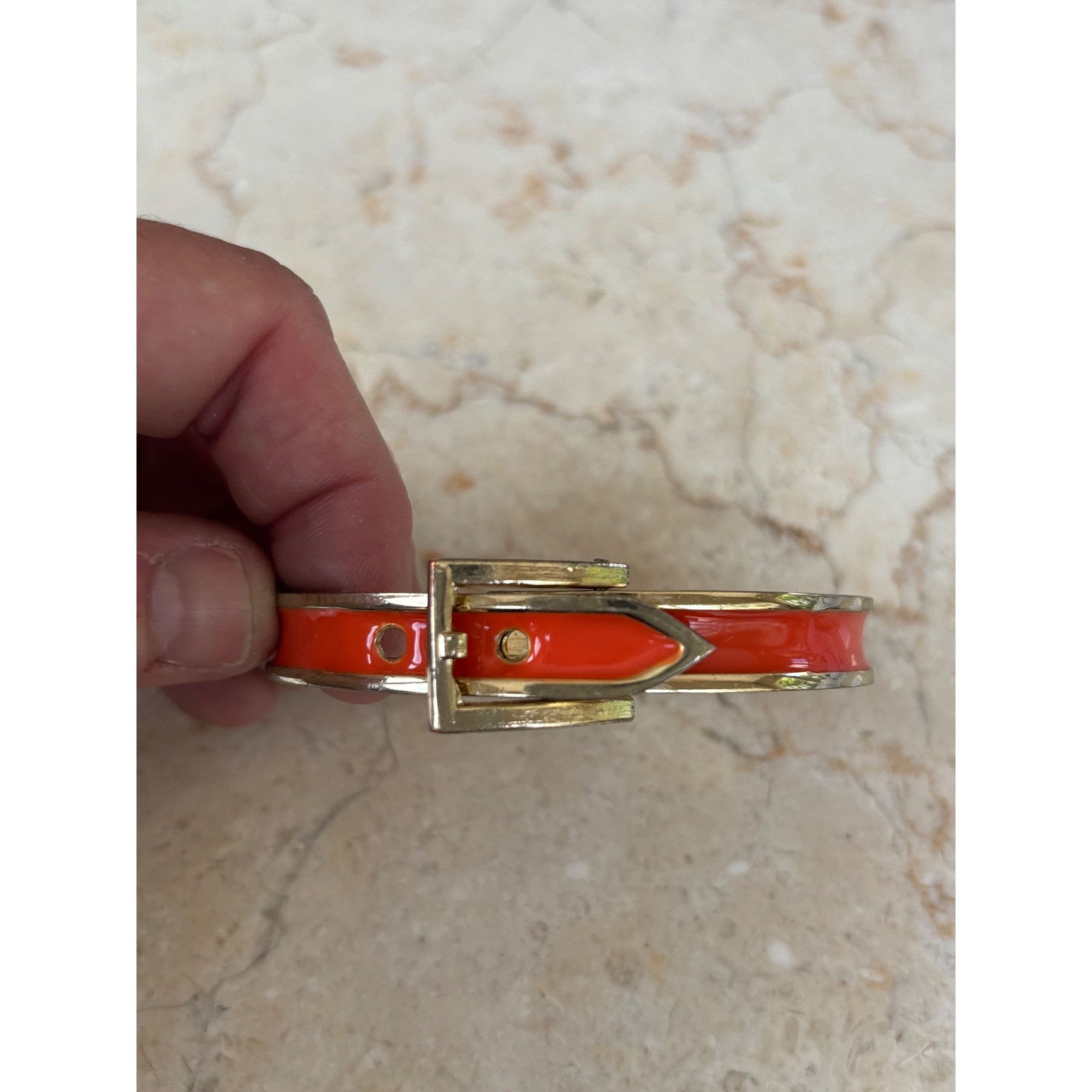Other Gold-Tone orange & White Enamel Buckle Bangle Bracelets Set Size ONE SIZE - 7 Thumbnail