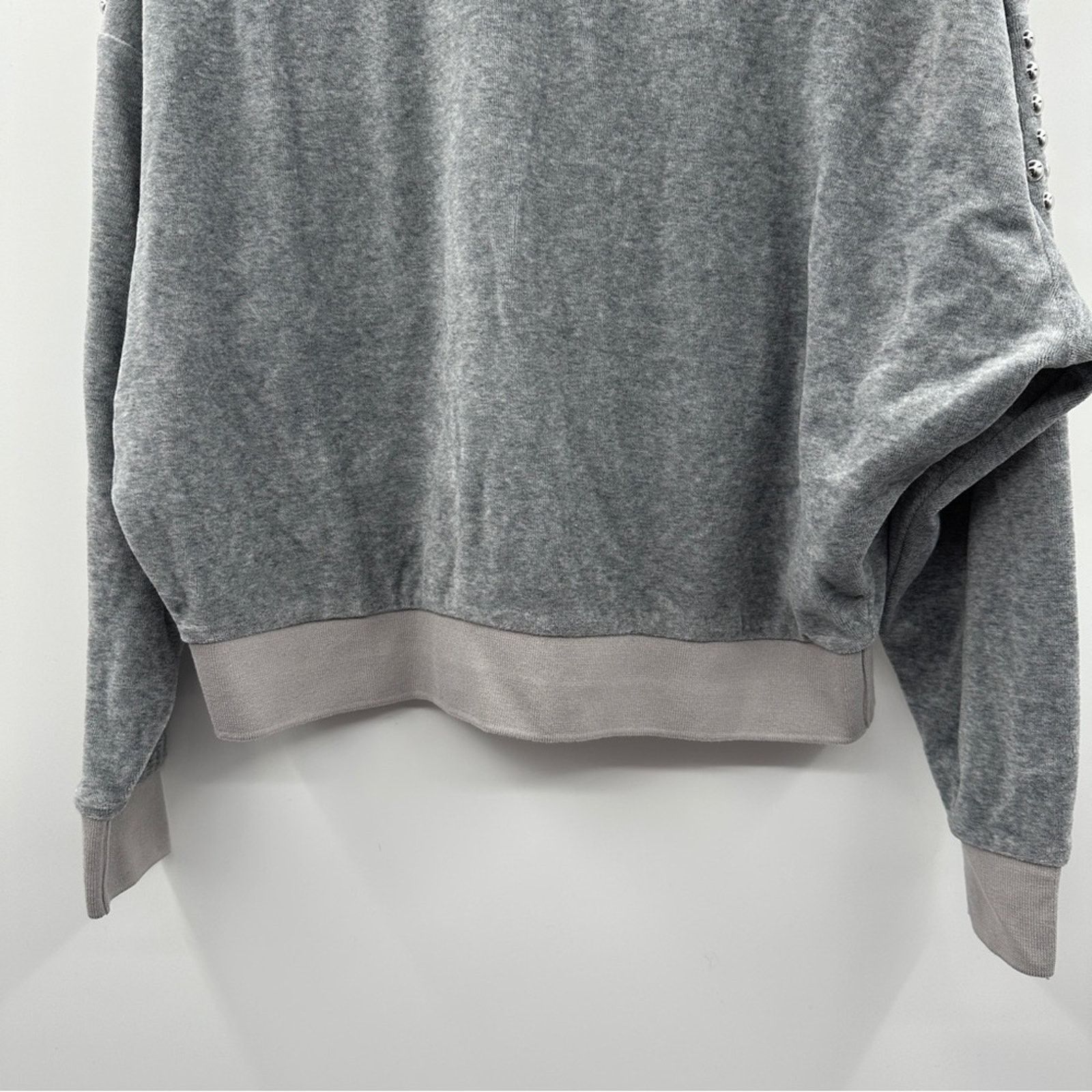 Iro IRO Heathen Studded Heather Gray Long Sleeve Sweatshirt Sz S Size S / US 4 / IT 40 - 5 Thumbnail