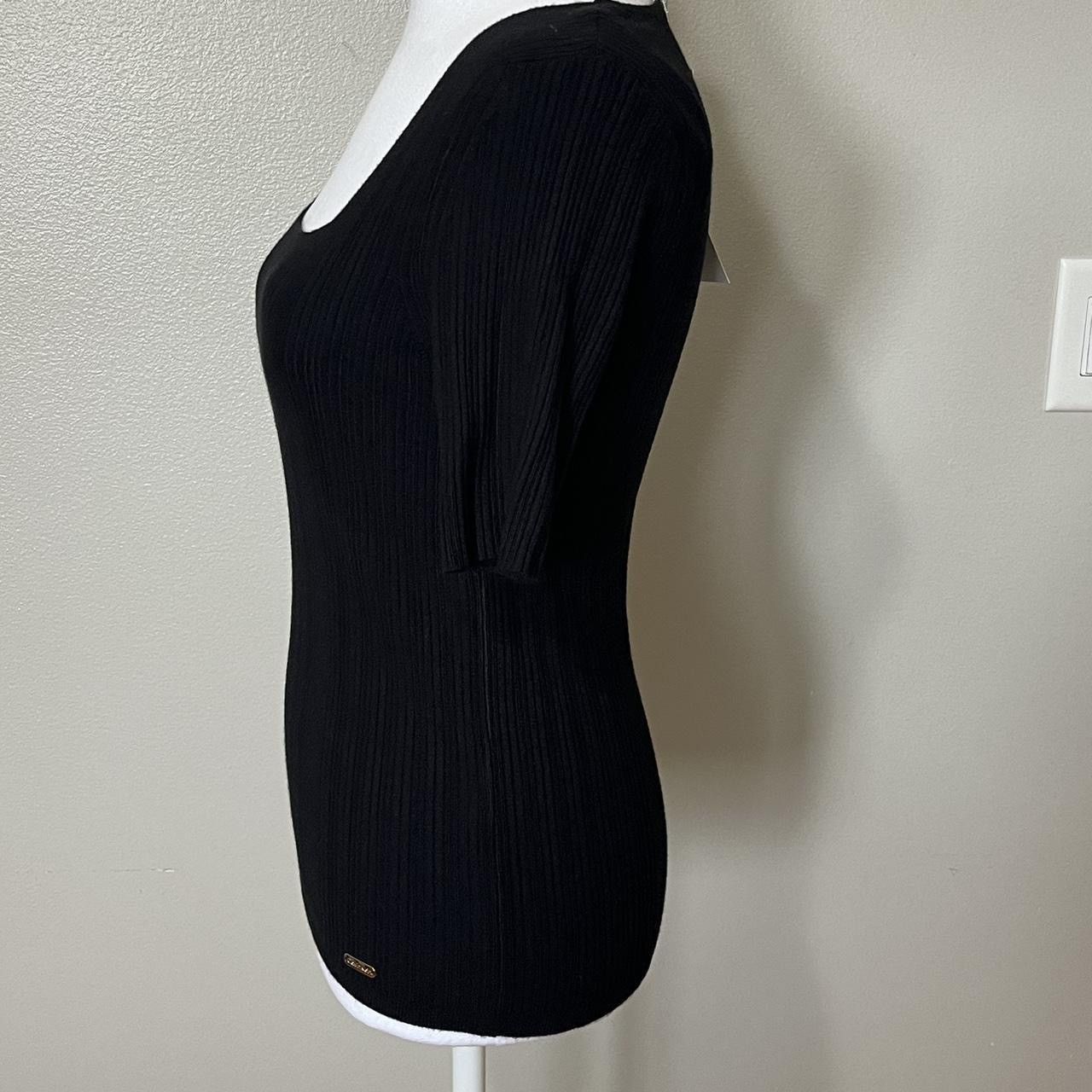 Calvin Klein Calvin Klein Black Square Neckline Short Sleeve Tee Size XS / US 0-2 / IT 36-38 - 4 Thumbnail
