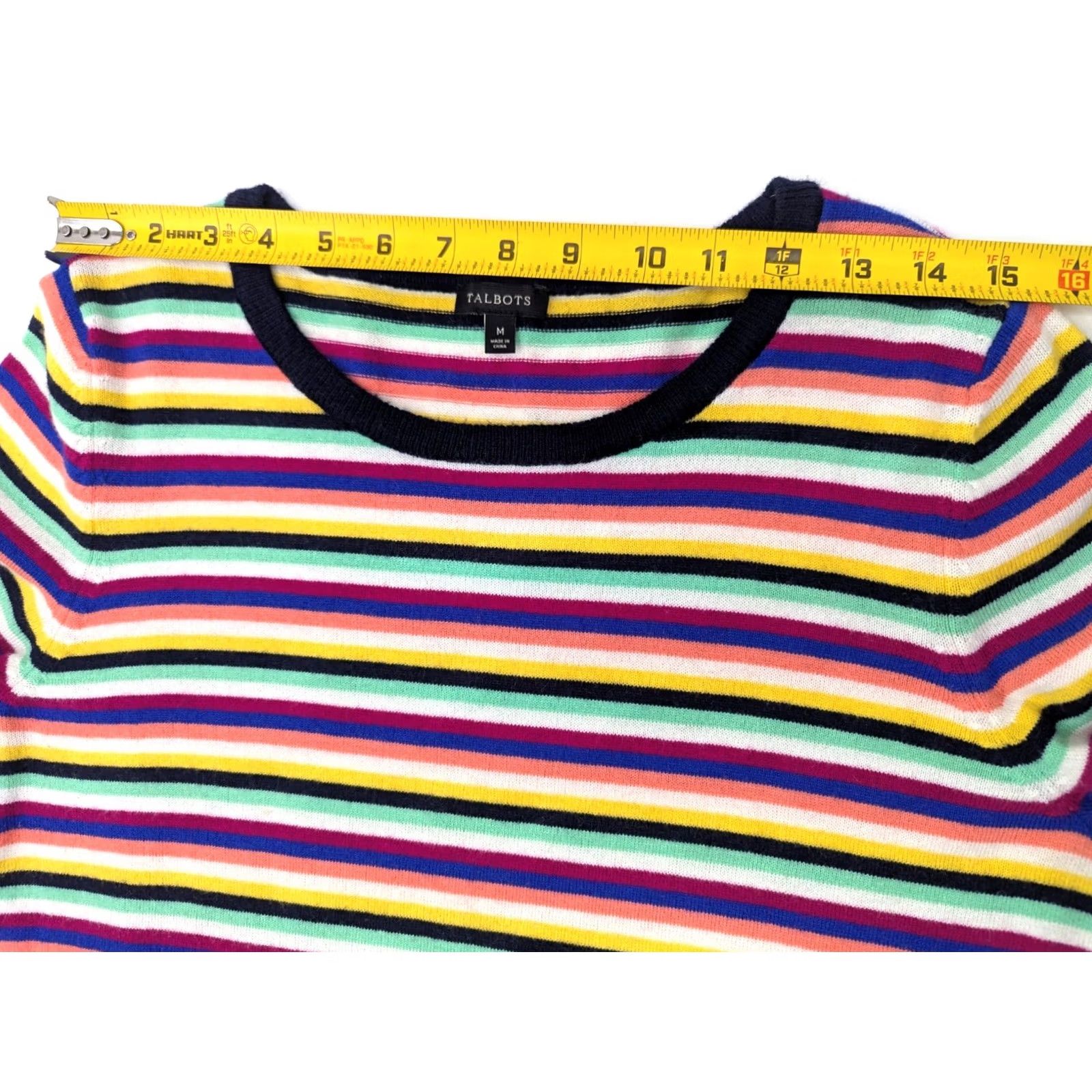 Talbots Talbots Multicolor Striped Lambswool Nylon Lightweight Pullover Sweater Women M, Casual Workwear, Classic Fit, 80s 90s Theme, Colorful Fun Pattern Size M / US 6-8 / IT 42-44 - 4 Thumbnail