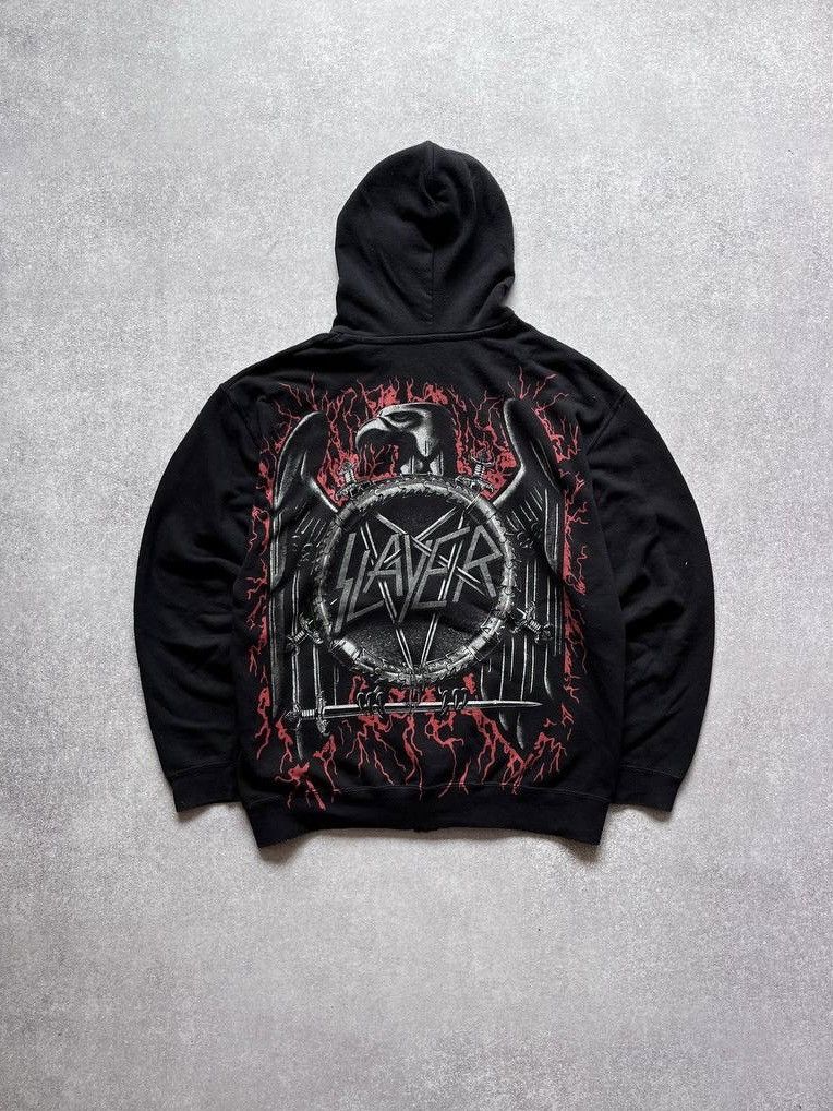 Slayer Vintage Slayer Overprint Eagle Boxy Zip Hoodie Y2K L Size US L / EU 52-54 / 3 - 2 Thumbnail
