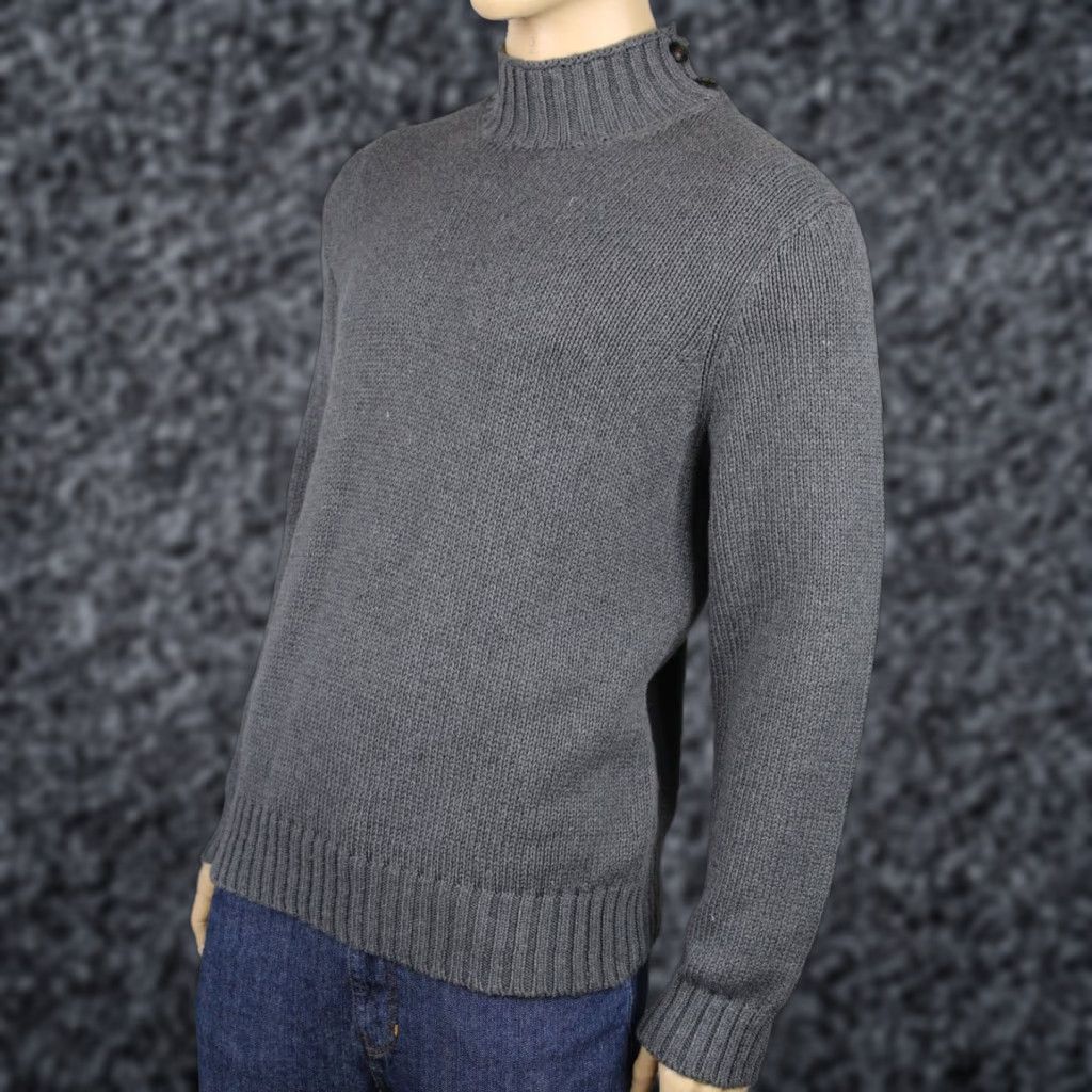 Polo Ralph Lauren Polo Ralph Lauren Medium M Grey Mock Neck Buttoned Sweater NWT Size US M / EU 48-50 / 2 - 1 Preview