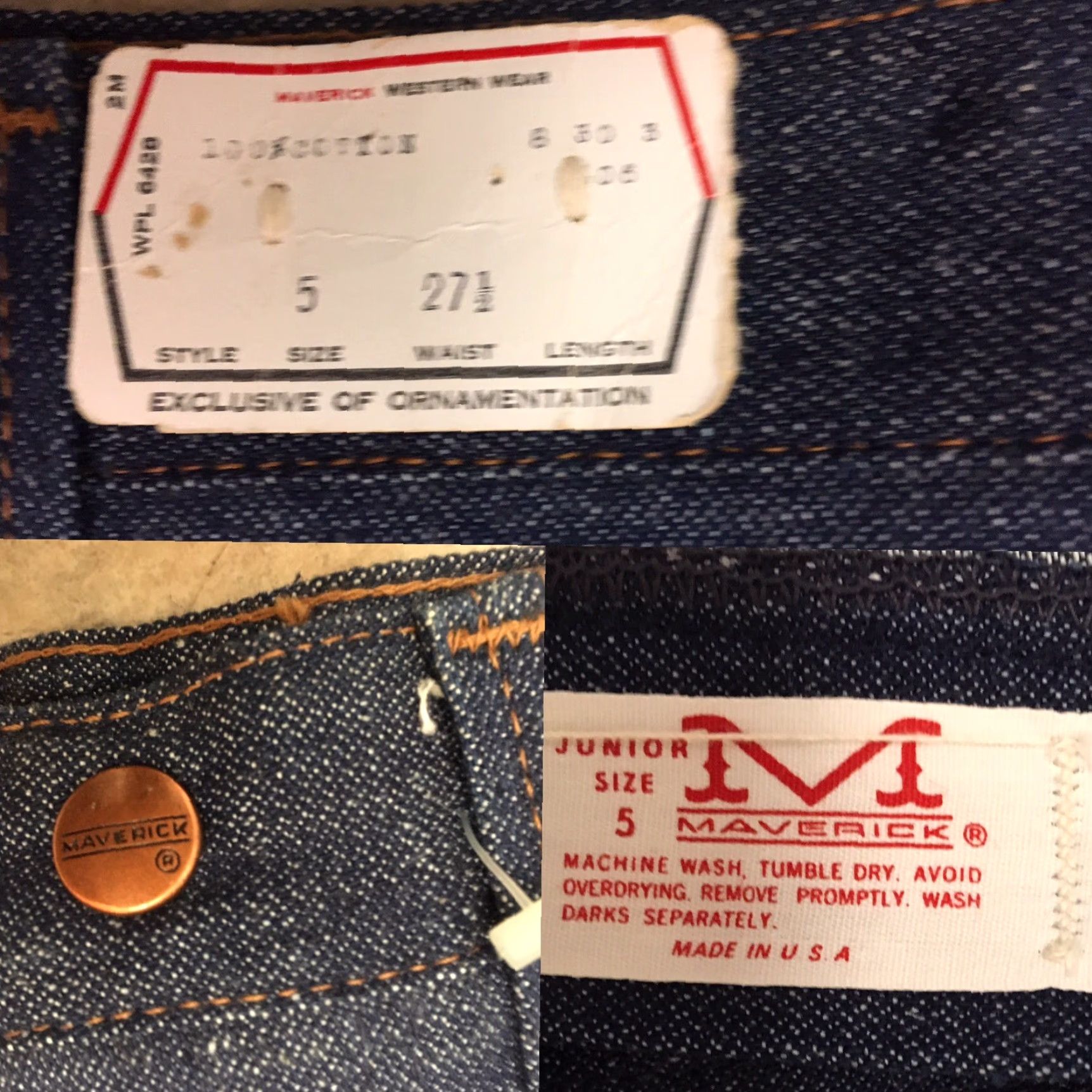 Denime VINTAGE Maverick Denim Shorts Shorts XS Festival Cowboy Cowgirl Western 1970s USA Made Jeans Hippe Hippie Look Size 26" / US 2 / IT 38 - 5 Thumbnail