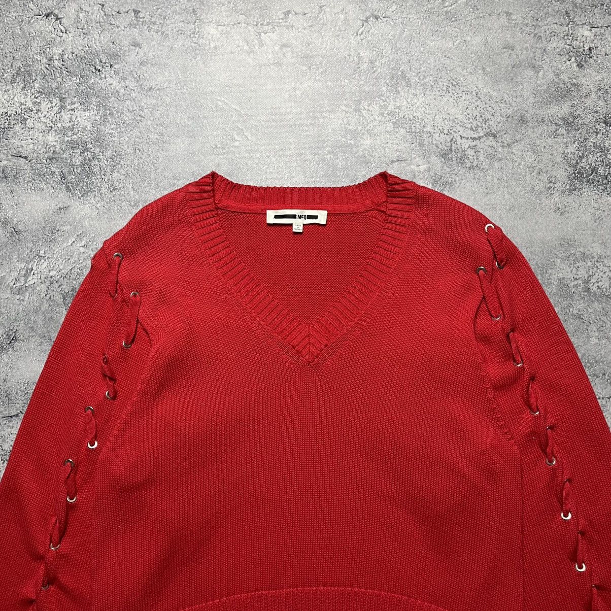 Alexander McQueen Alexander McQueen MCQ Knitted Red Sweater V-Neck Luxury Size XS / US 0-2 / IT 36-38 - 2 Thumbnail