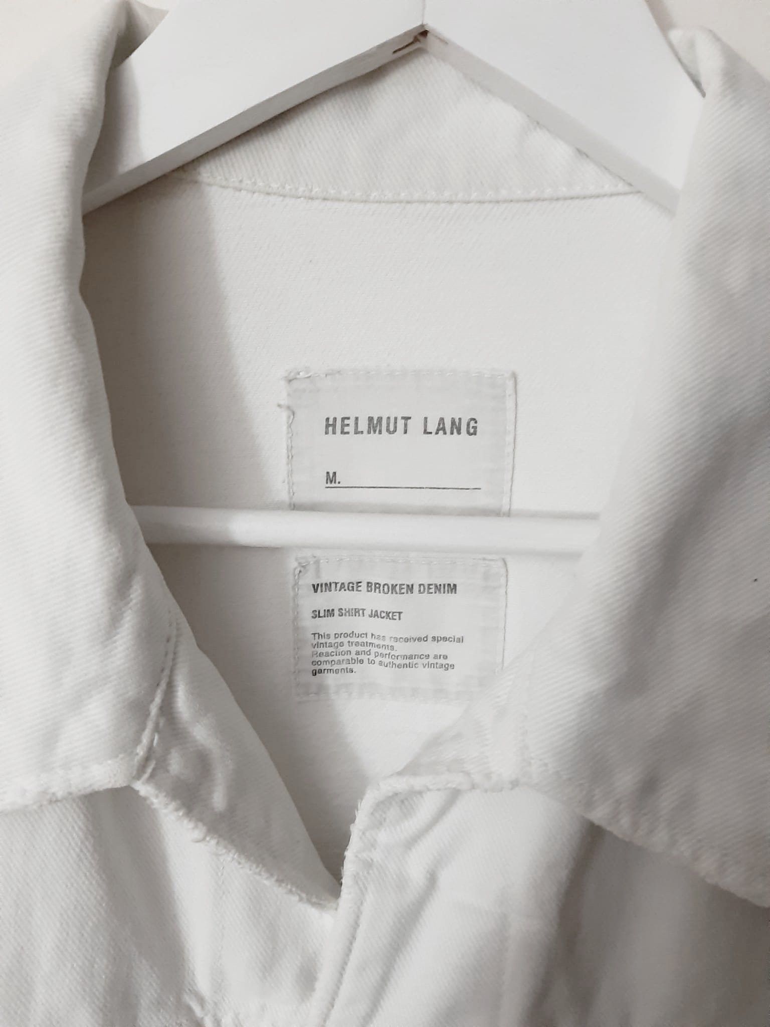 Helmut Lang SS 2004 White Broken Denim Concealed Jacket