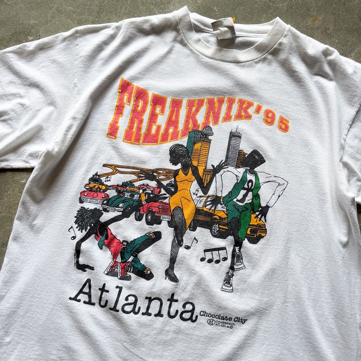 Vintage 90s Single Stitch FREAKNIK ATLANTA 1995 T Shirt Size US XL / EU 56 / 4 - 4 Thumbnail