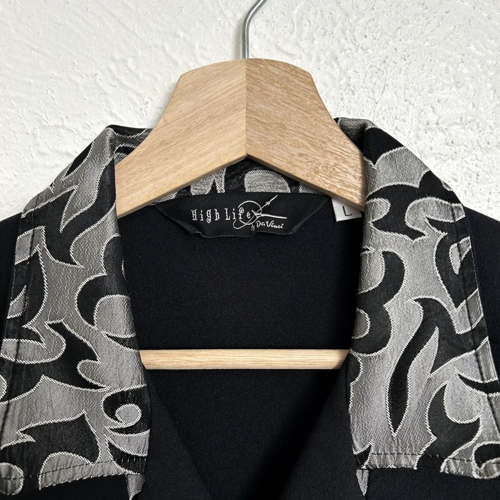 Vintage Mens High Life By Da Vinci Button Up Black Shirt USA Made Casual Size US L / EU 52-54 / 3 - 5 Thumbnail