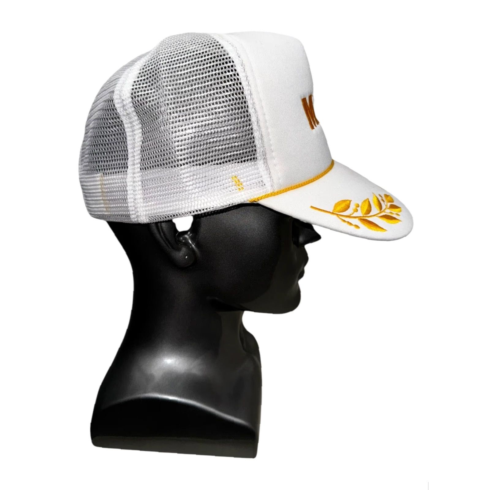 Vintage VINTAGE Maui White Gold Hawaii Surf Scrambled Egg Brim Snapback Hat Men One Size White Snapback Hat Size ONE SIZE - 4 Thumbnail