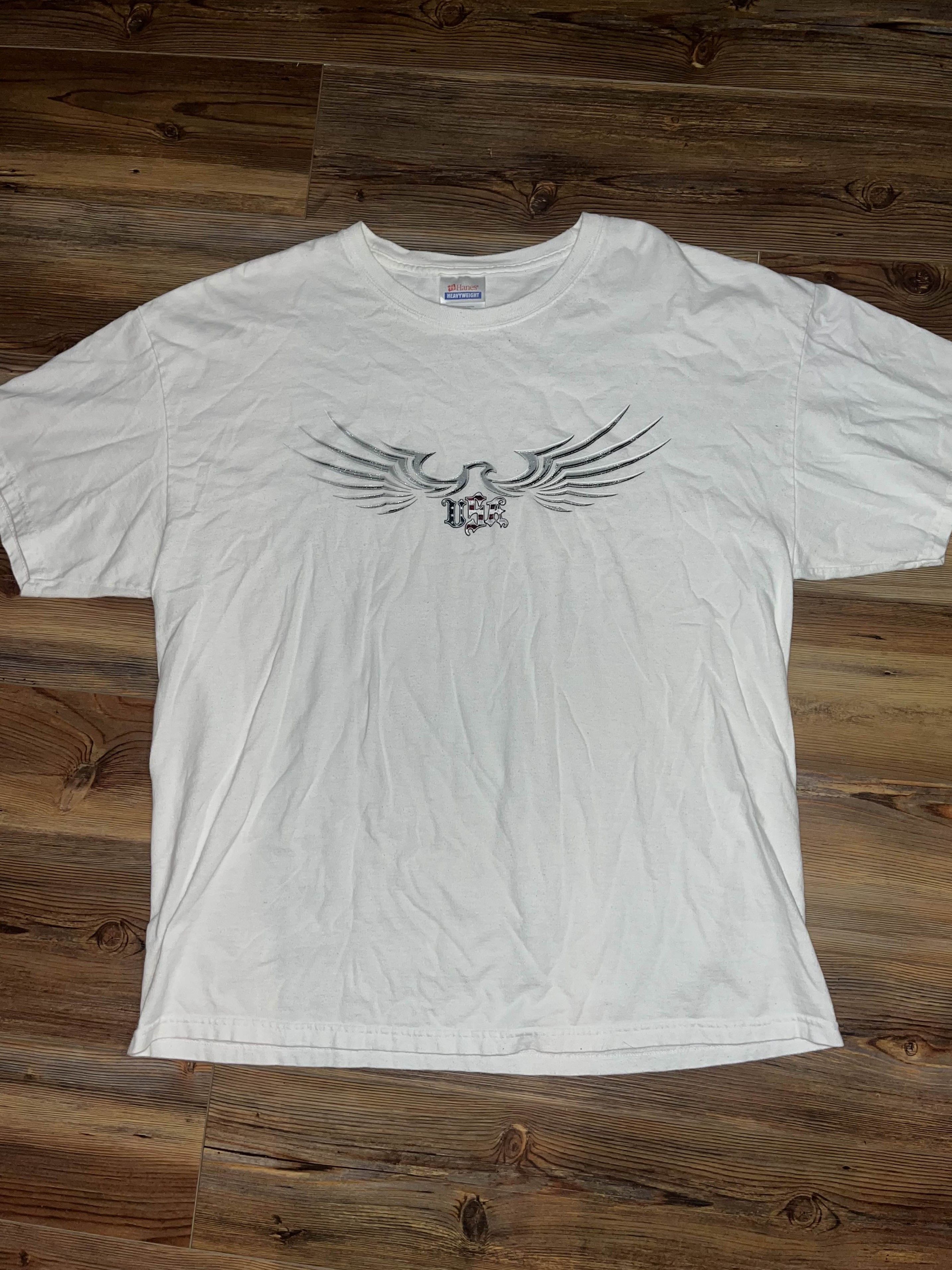 Hanes × Vintage Vintage Y2K Eagle USA Shirt Size US XL / EU 56 / 4 - 3 Thumbnail