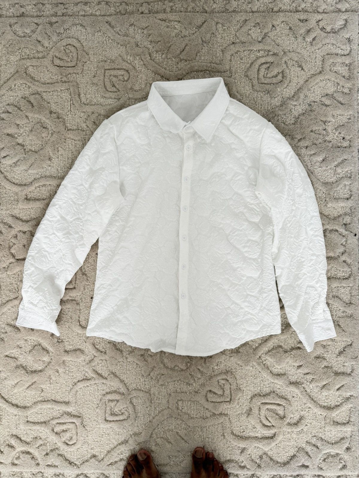 Vintage White textured dress shirt Size US L / EU 52-54 / 3 - 3 Thumbnail