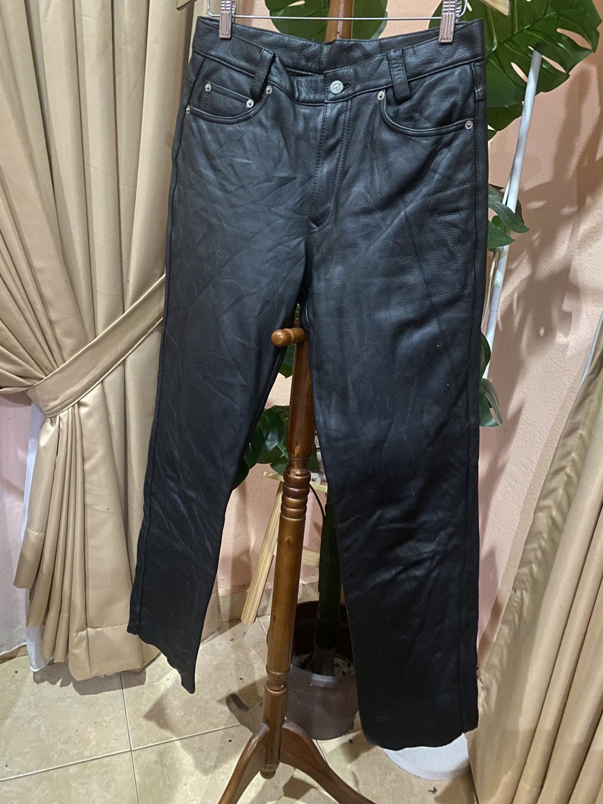 Genuine Leather Vintage Black Korean Leather Pants by Jeans Infinite World Size US 30 / EU 46 - 4 Thumbnail