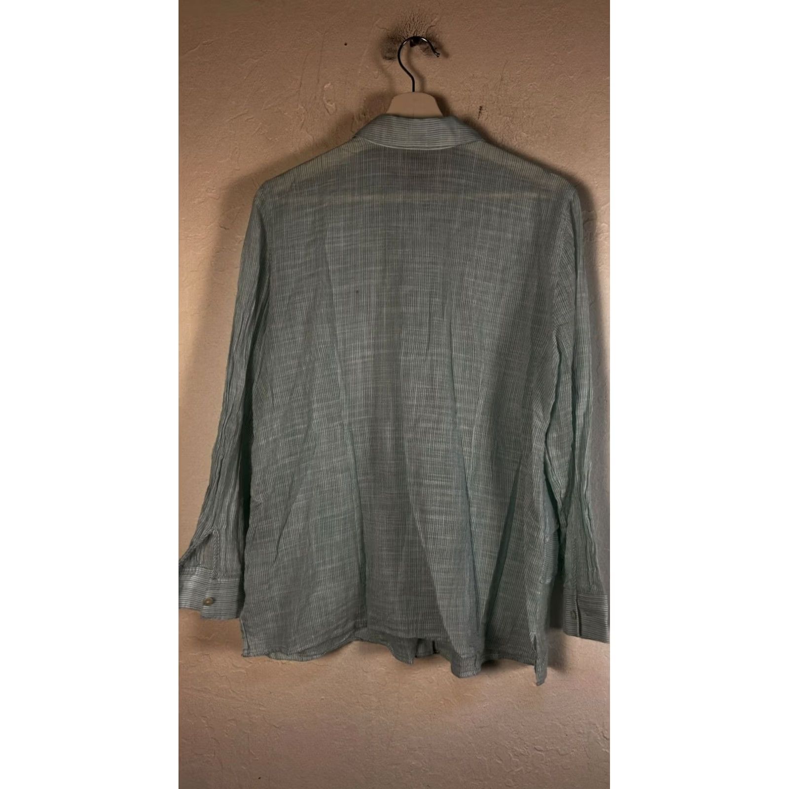 Vintage Chico's Blue Striped Button-Up Ruffle Tunic Top Shirt Size 2 Cotton Long Sleeve Womens Tunic Shirt Size XS / US 0-2 / IT 36-38 - 2 Thumbnail