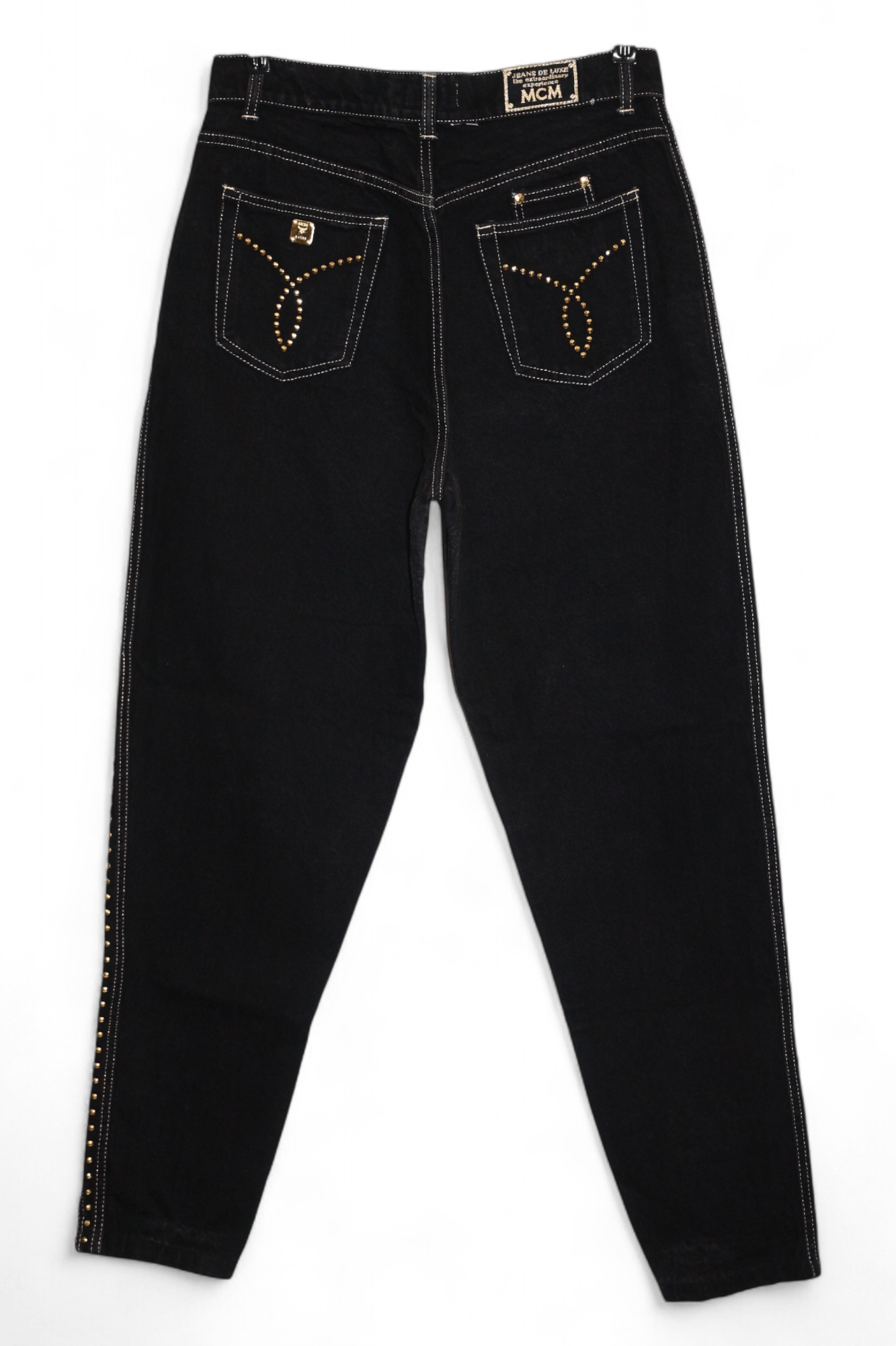 MCM RARE🔥90's MCM Studded Gold Taper Baggy Jeans Size US 32 / EU 48 - 22 Thumbnail