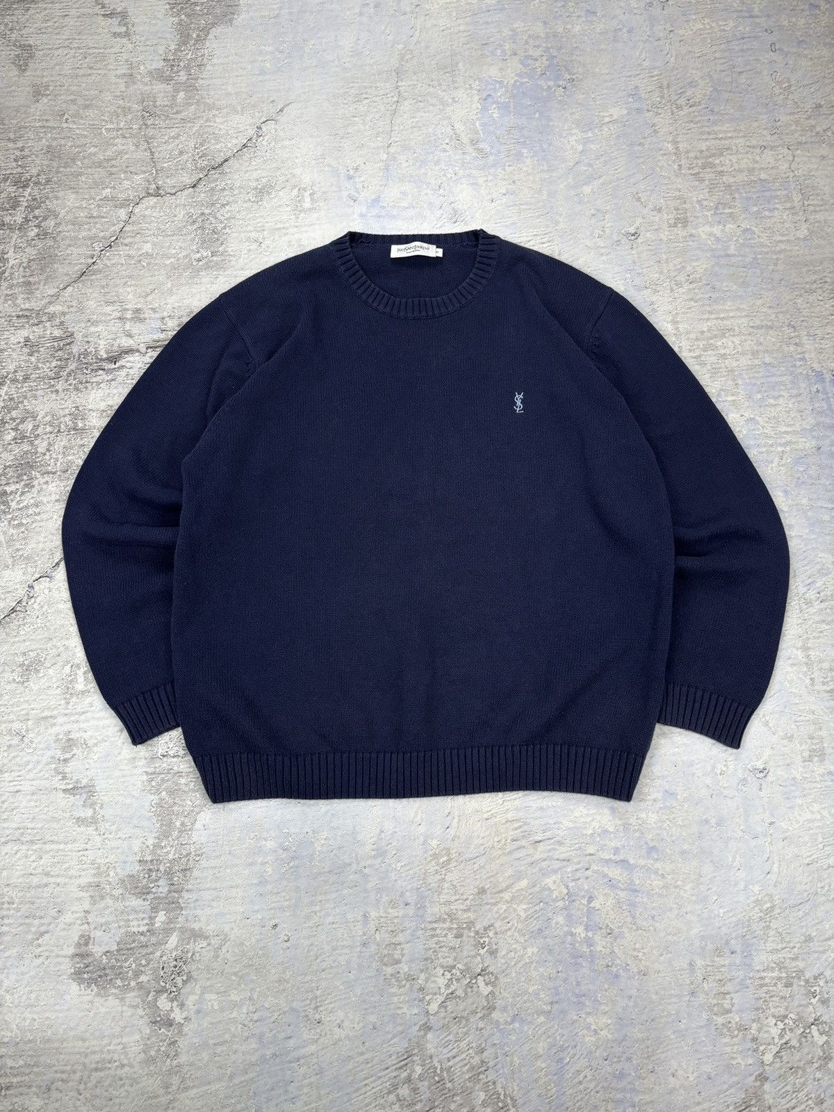 Yves Saint Laurent Yves Saint Laurent Knit sweater mens blue rare vintage Size US M / EU 48-50 / 2 - 1 Thumbnail