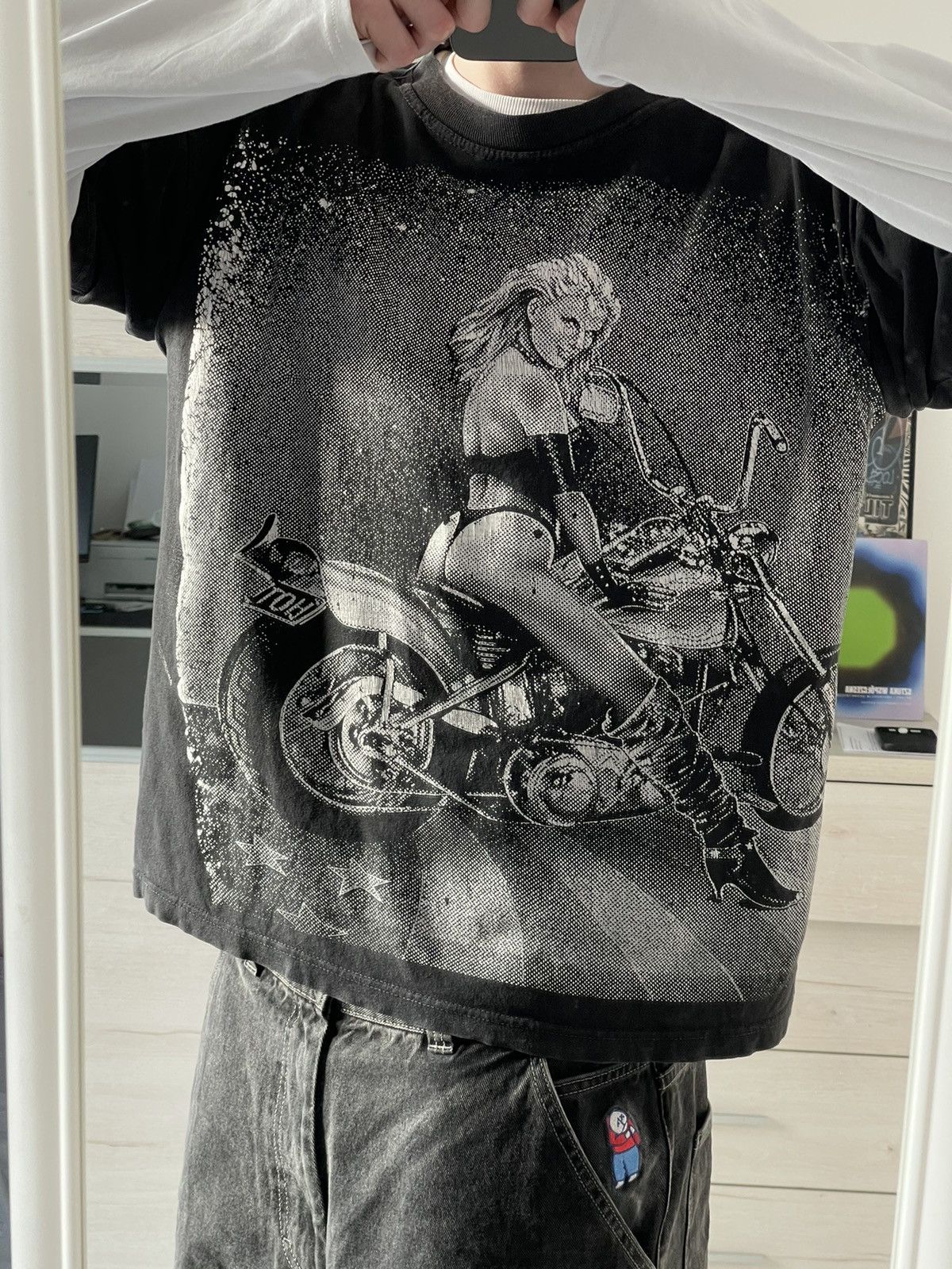 Band Tees × Vintage VINTAGE 90s PORNO GIRL ON BIKE SING STITCH TEE Size US L / EU 52-54 / 3 - 7 Thumbnail
