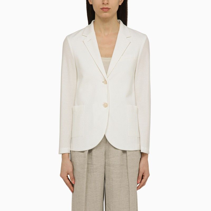 Image of Harris Wharf London White Single-Breasted Cotton Jacket, Women's (Size XS)