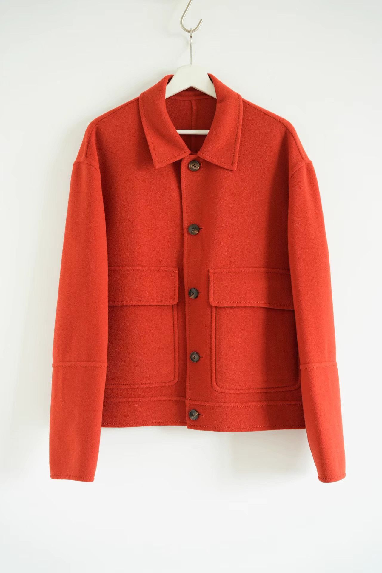 AMI Ami Orange-Red Wool Jacket with Double Pockets K4 Size US M / EU 48-50 / 2 - 1 Thumbnail