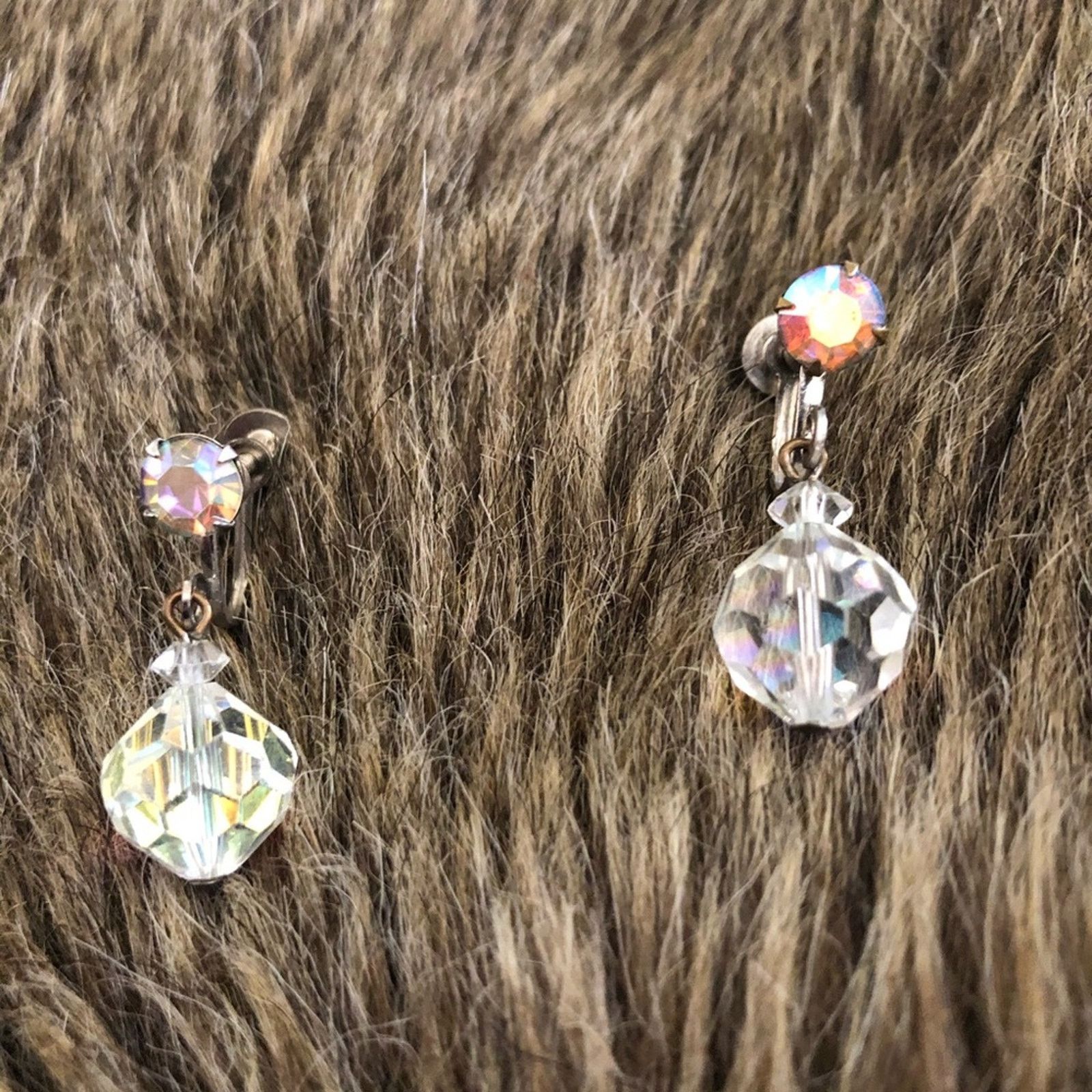 Vintage Vintage 50s aurora borealis crystal clip earrings Size ONE SIZE - 3 Thumbnail