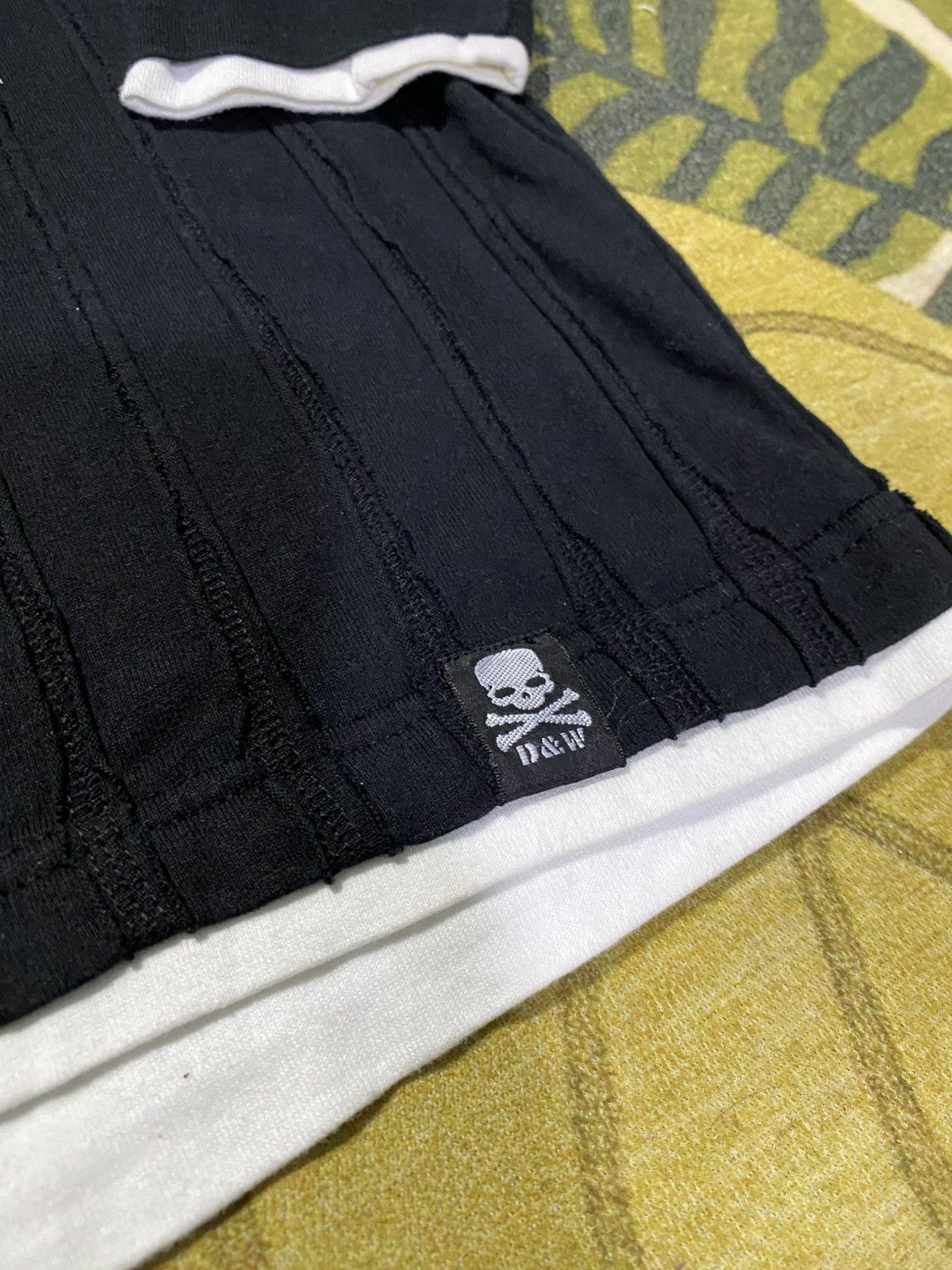 Dangerous warning skull cross double layer tshirt longsleeve